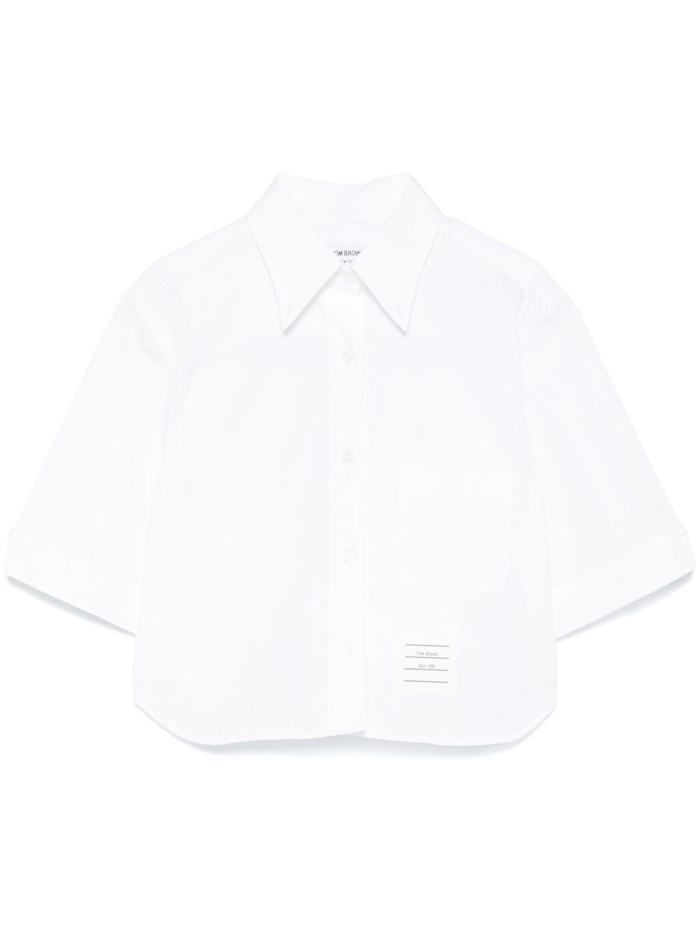 Thom Browne Cropped Shirt Featuring Button-down Collar In White