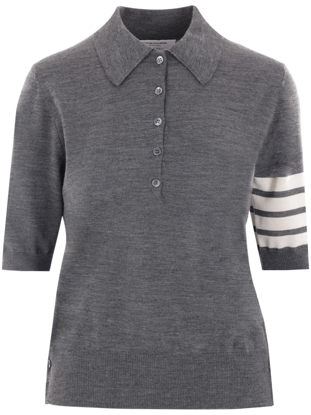 Thom Browne Freshly Cut Wool Knitted Polo Shirt In Gray