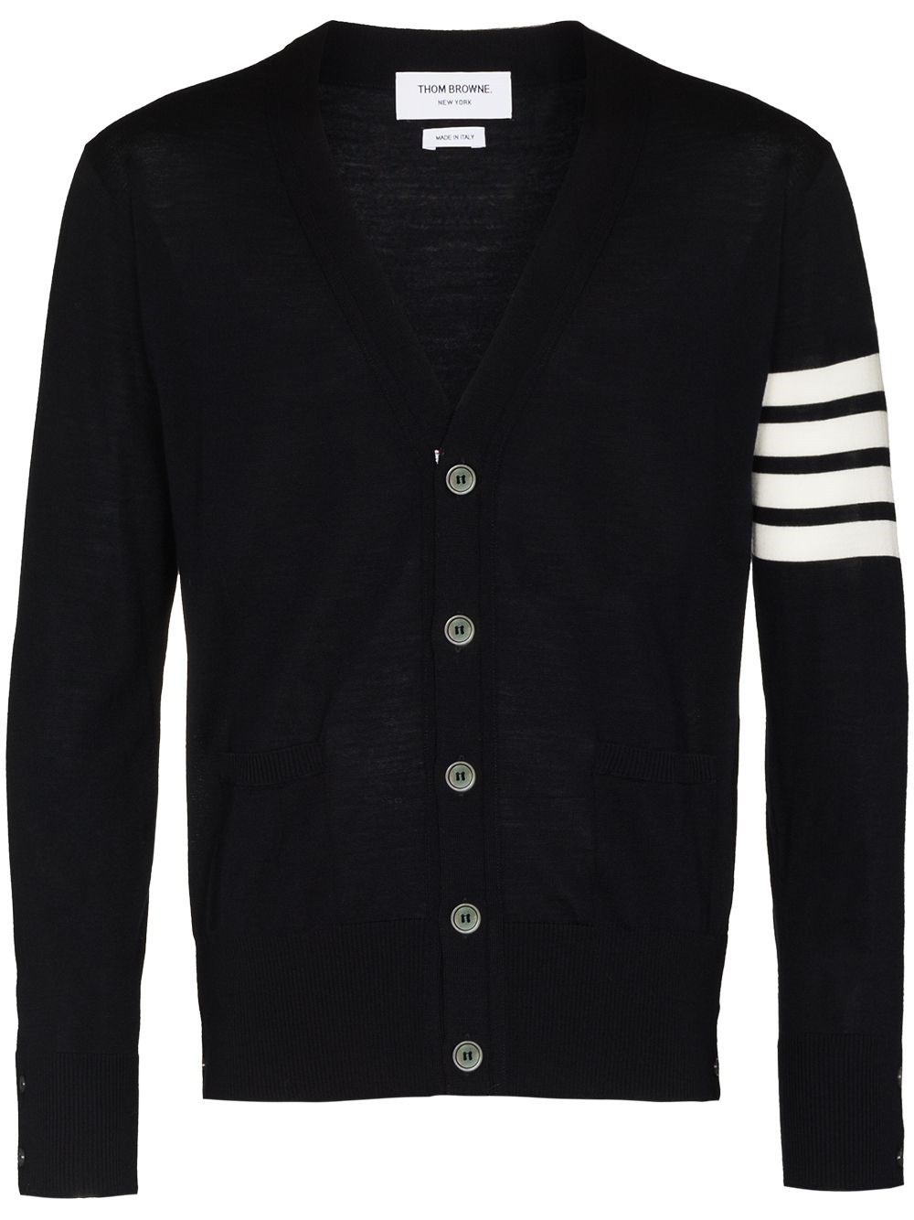 Thom Browne V Neck 4bar Wool Cardigan Navy In Blue