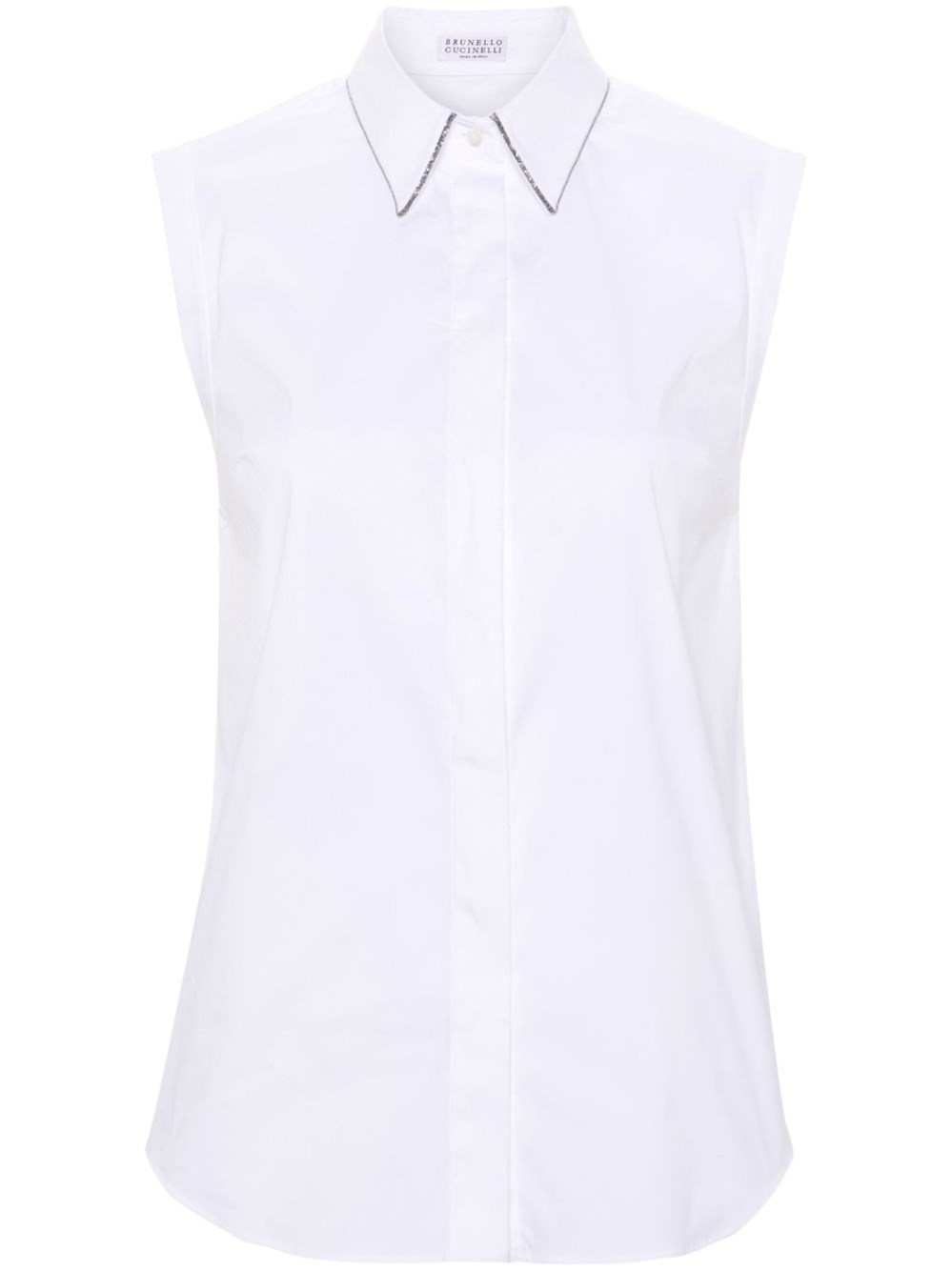 Brunello Cucinelli Cotton Poplin Button-front Shirt With Monili Collar In White