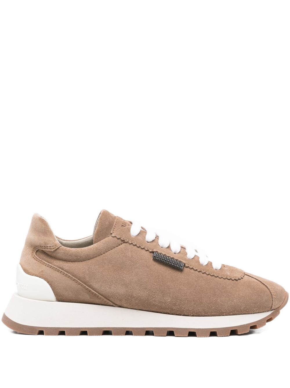 Brunello Cucinelli Suede Sneakers With Iconic Jewel Application In Multi