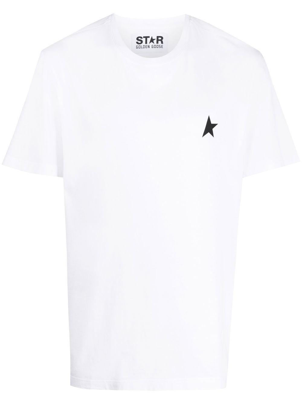 Golden Goose White T-shirt With Round Neck And One Star Logo Print On The Front In Cotton Man