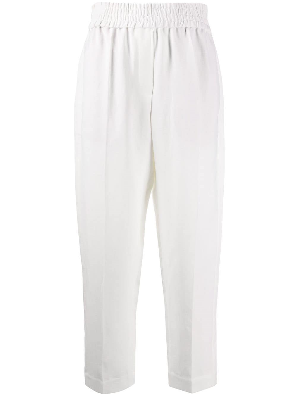 Brunello Cucinelli Linen Blend Trousers In White