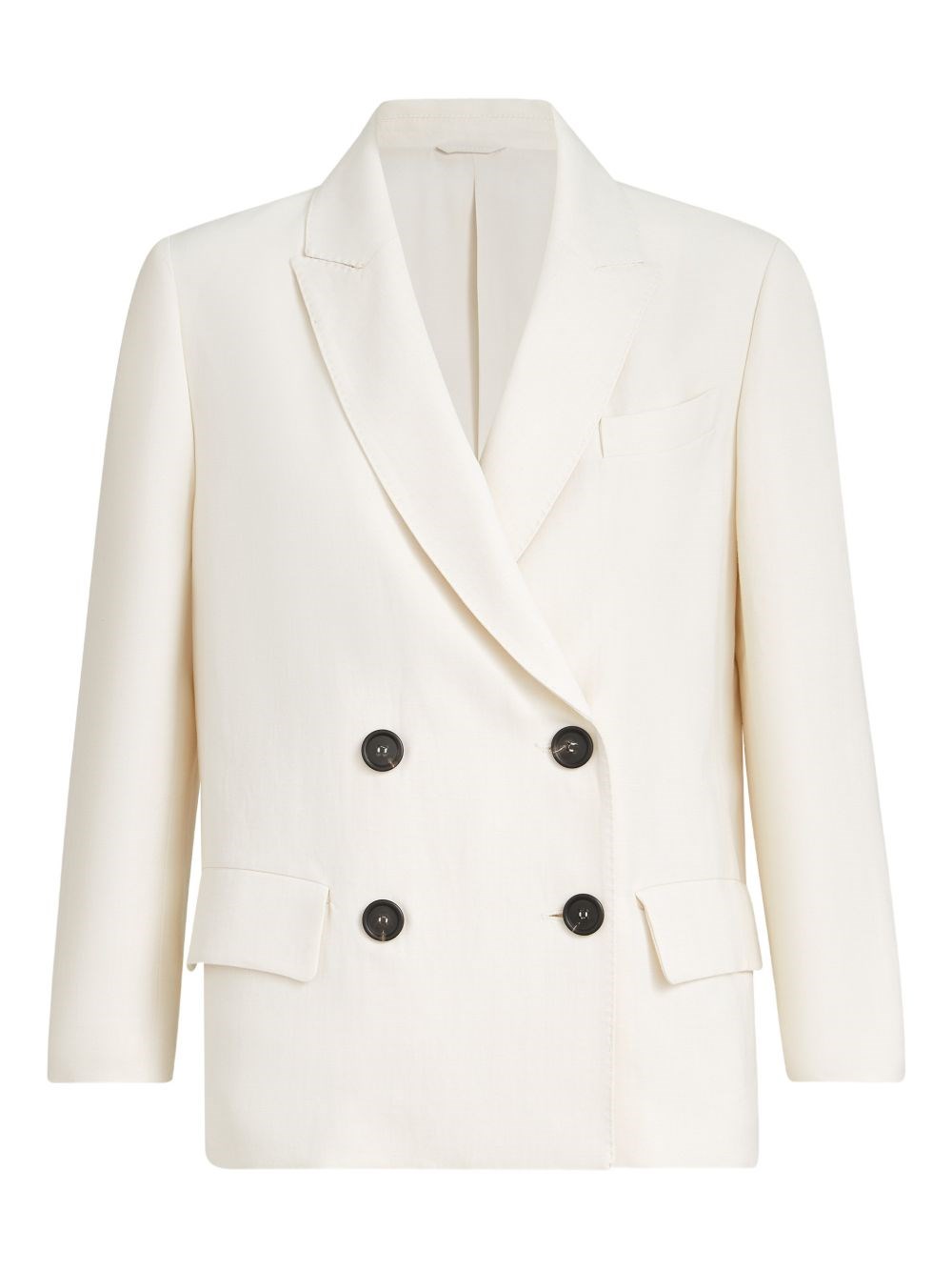 Brunello Cucinelli Double-breasted Tailored Jacket Featuring Back Vent In Multi
