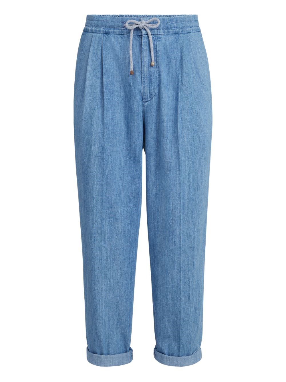 Brunello Cucinelli Drawstring-waist Pleated Jeans In Blue