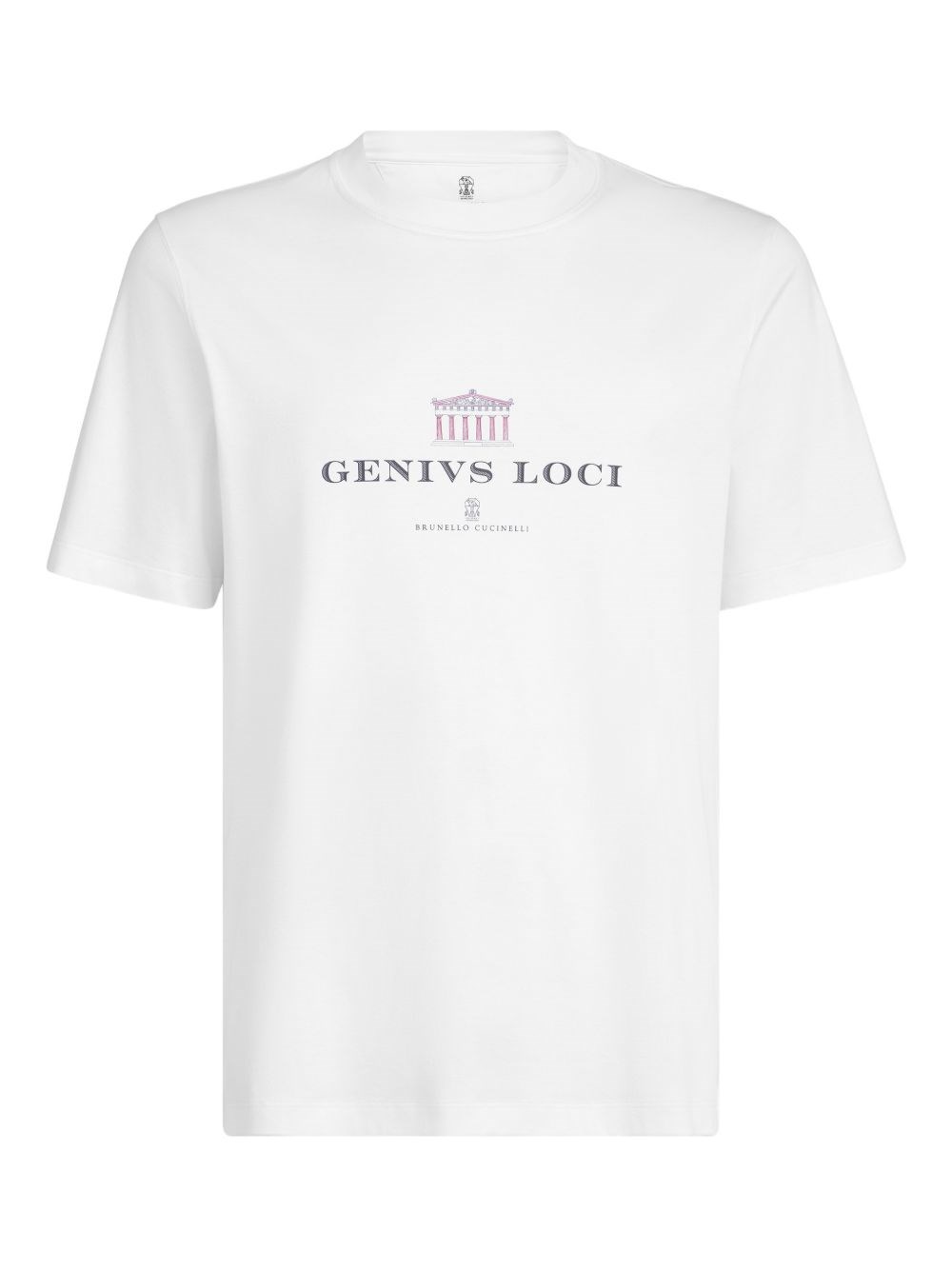 Brunello Cucinelli Men Crew-neck T-shirt With Graphic Print In White