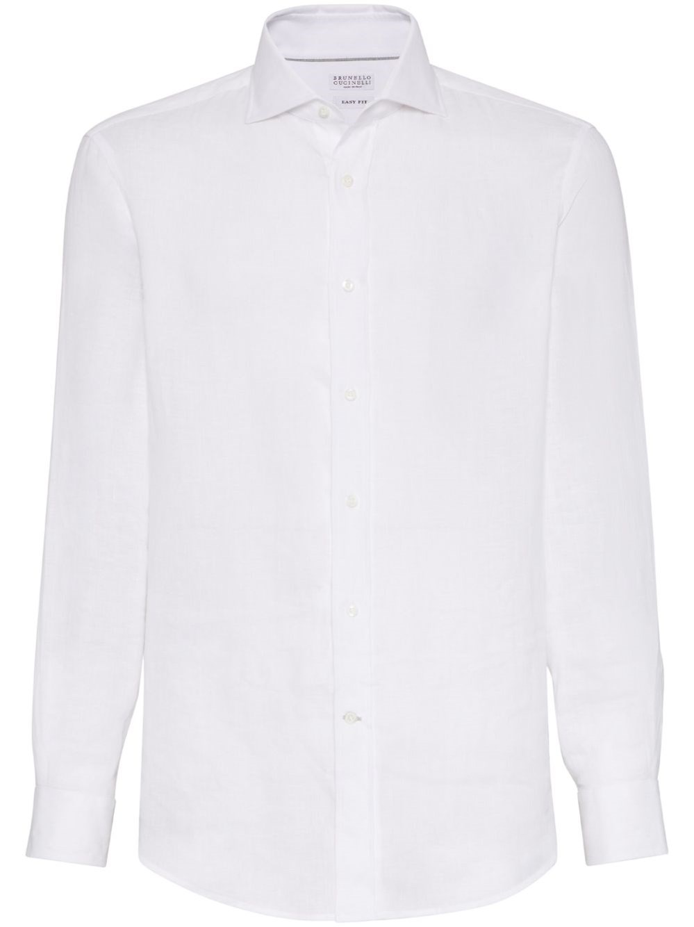 Brunello Cucinelli Button-down Collar Cotton Shirt With Curved Hem In White