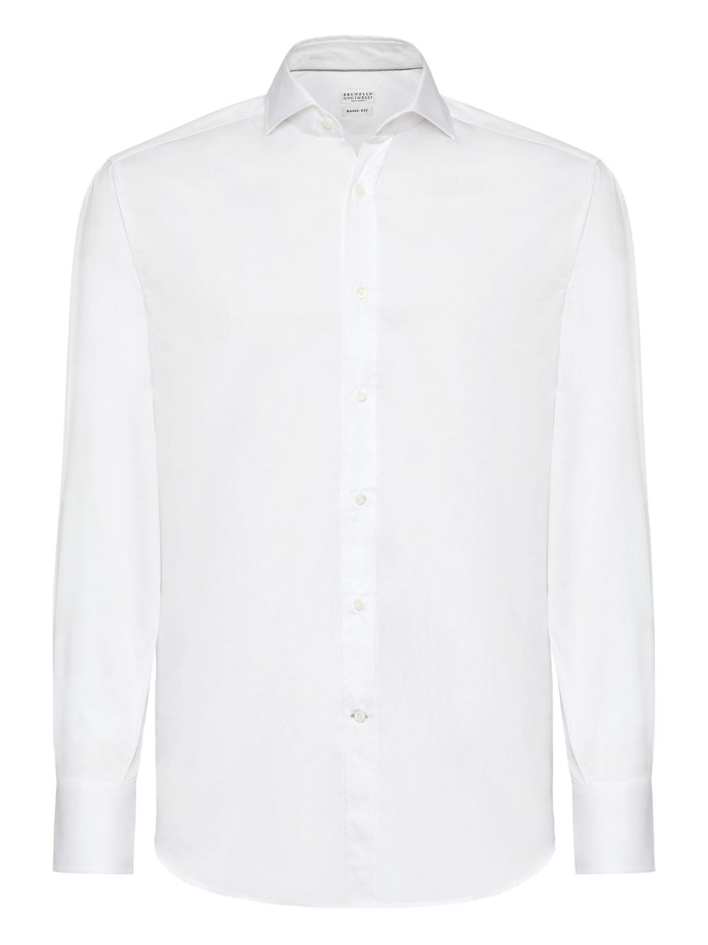 Brunello Cucinelli Button-down Collar Cotton Shirt With Curved Hem In White