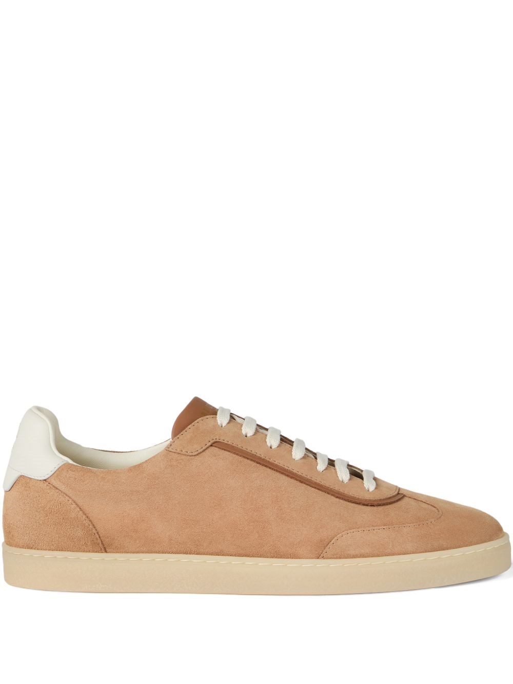 Brunello Cucinelli Leather-trimmed Suede Sneakers In Brown