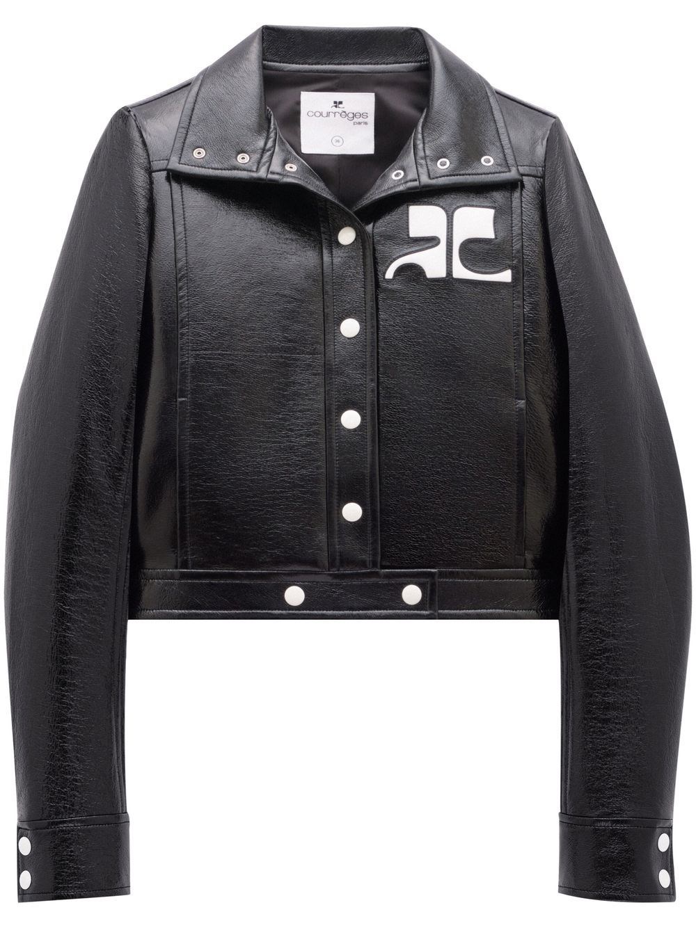Courrèges Faux Leather Jacket In Black
