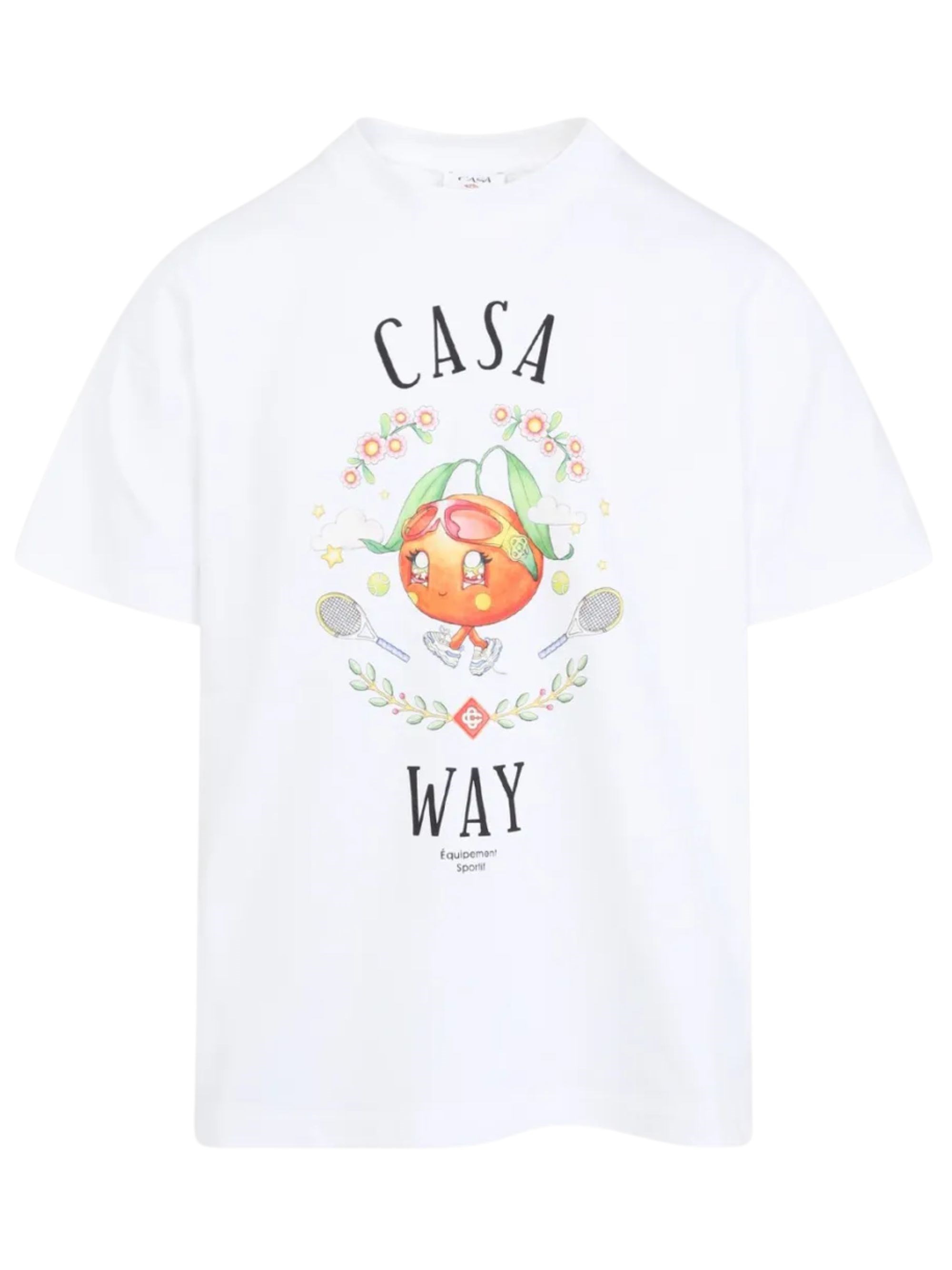 Casablanca Casa Way Orange Mascot Short Sleeve T-shirt In White
