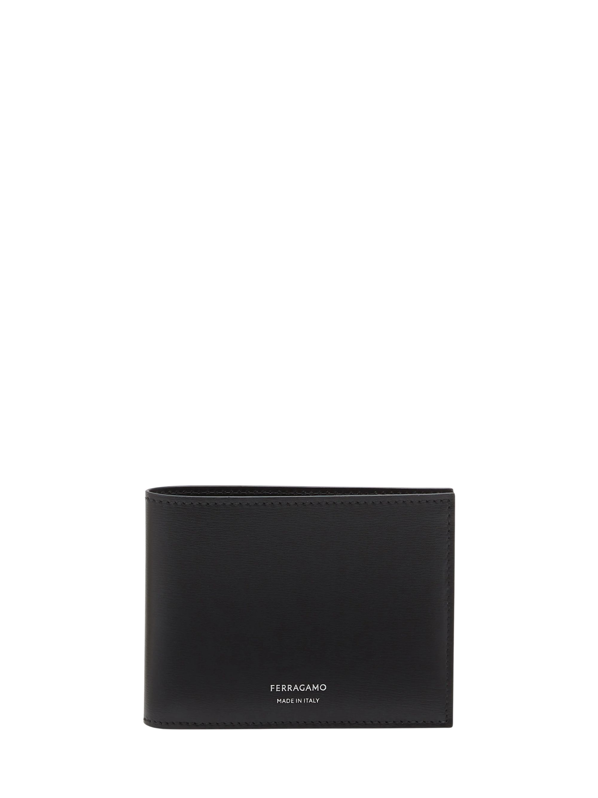 Ferragamo Bi-fold Leather Wallet In Black