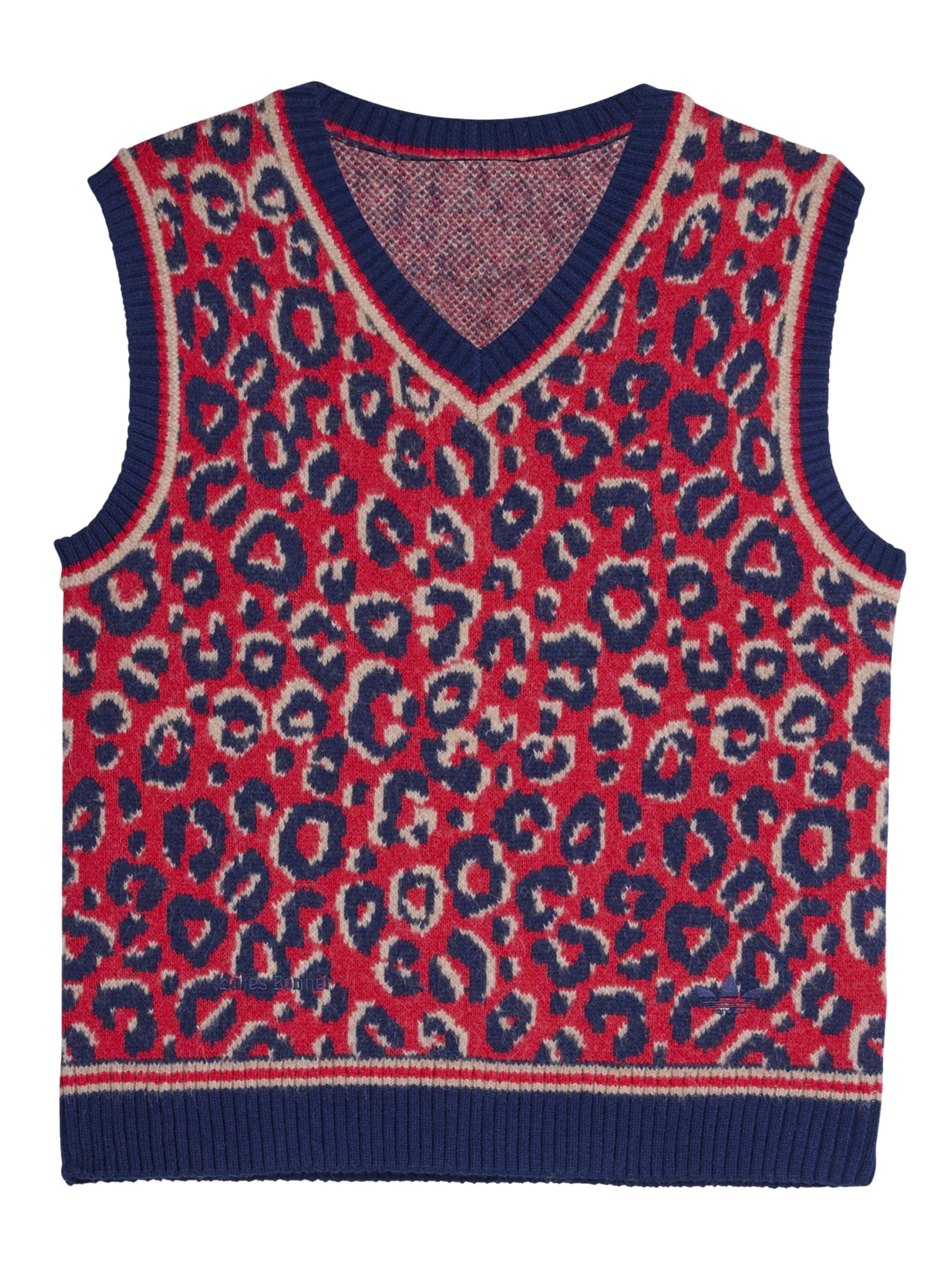 Adidas Originals Adidas X Wales Bonner Leopard Pattern V-neck Sweater Vest In Multi