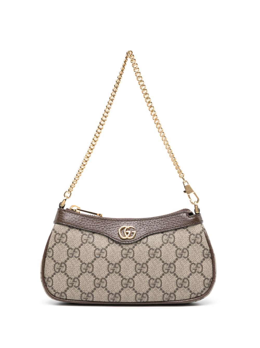 Gucci Women Beige Shoulder Bag With Gg Plaque On The Front And Chain-link Handle In Gg Canvas Woman In Multi