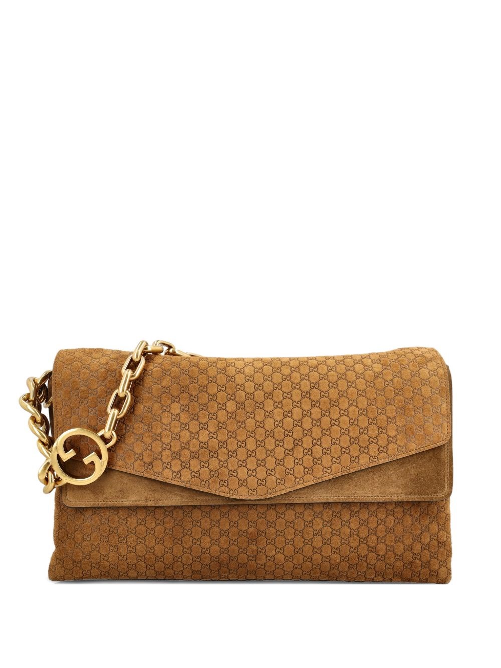 Gucci Gg Chain Suede Leather Shoulder Bag