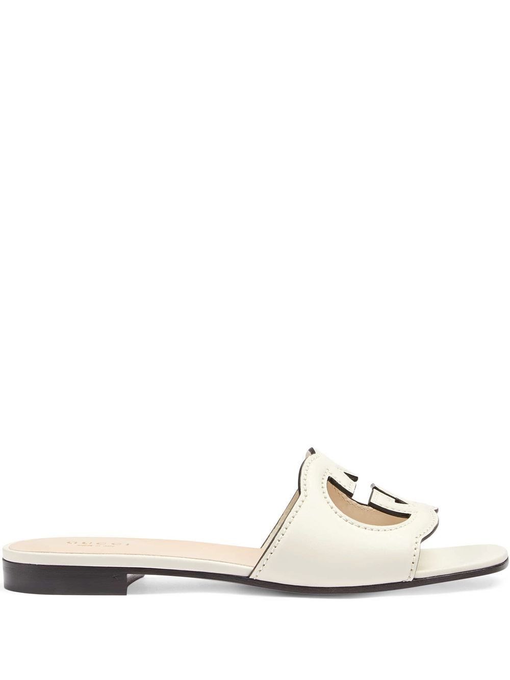 Gucci Leather Flat Sandals In White