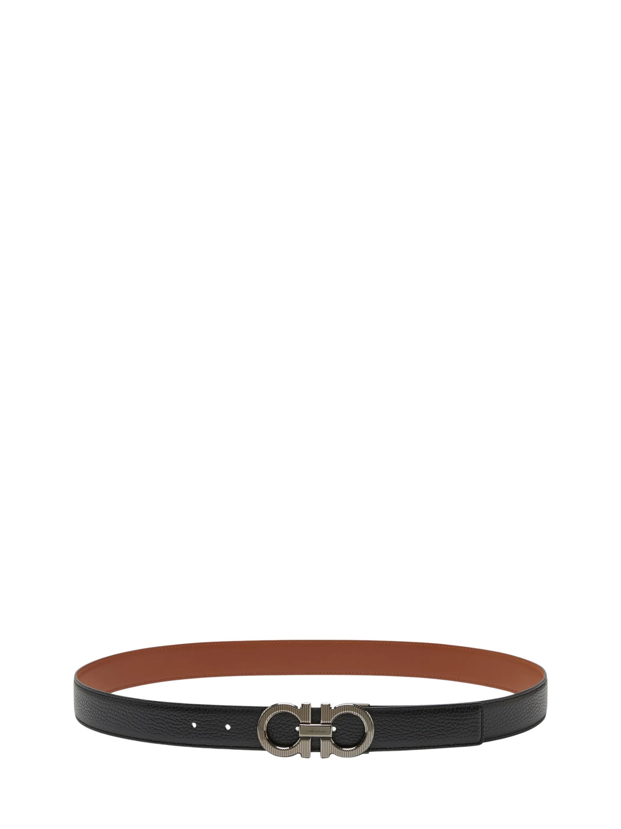 Ferragamo Reversible Leather Belt In Black