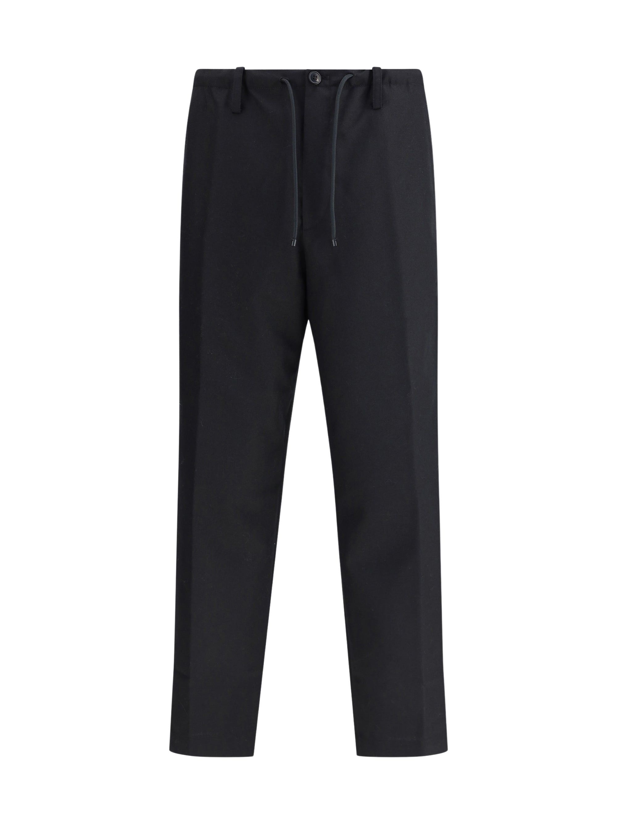 Dries Van Noten Drawstring Waist Straight Leg Trousers In Black