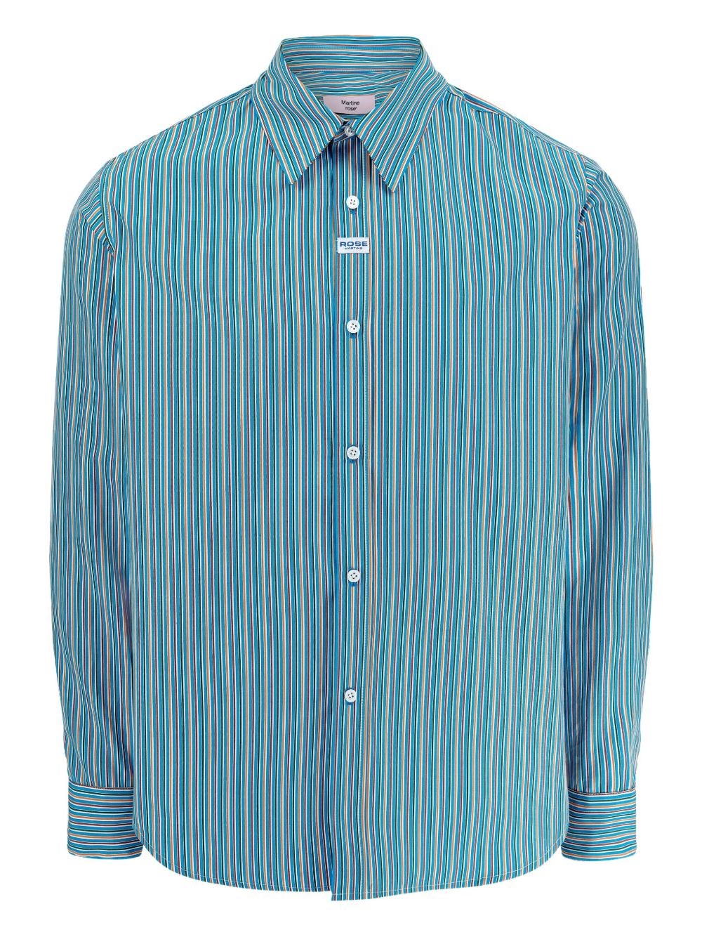 Martine Rose Striped Long Sleeve Button-down Shirt In Blue