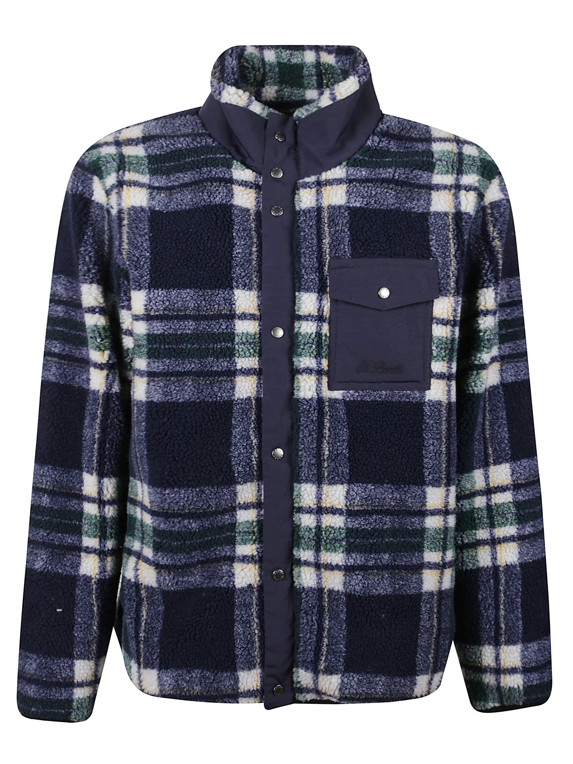 Mc2 Saint Barth Stylish Plaid Jacket High Collar In Multi