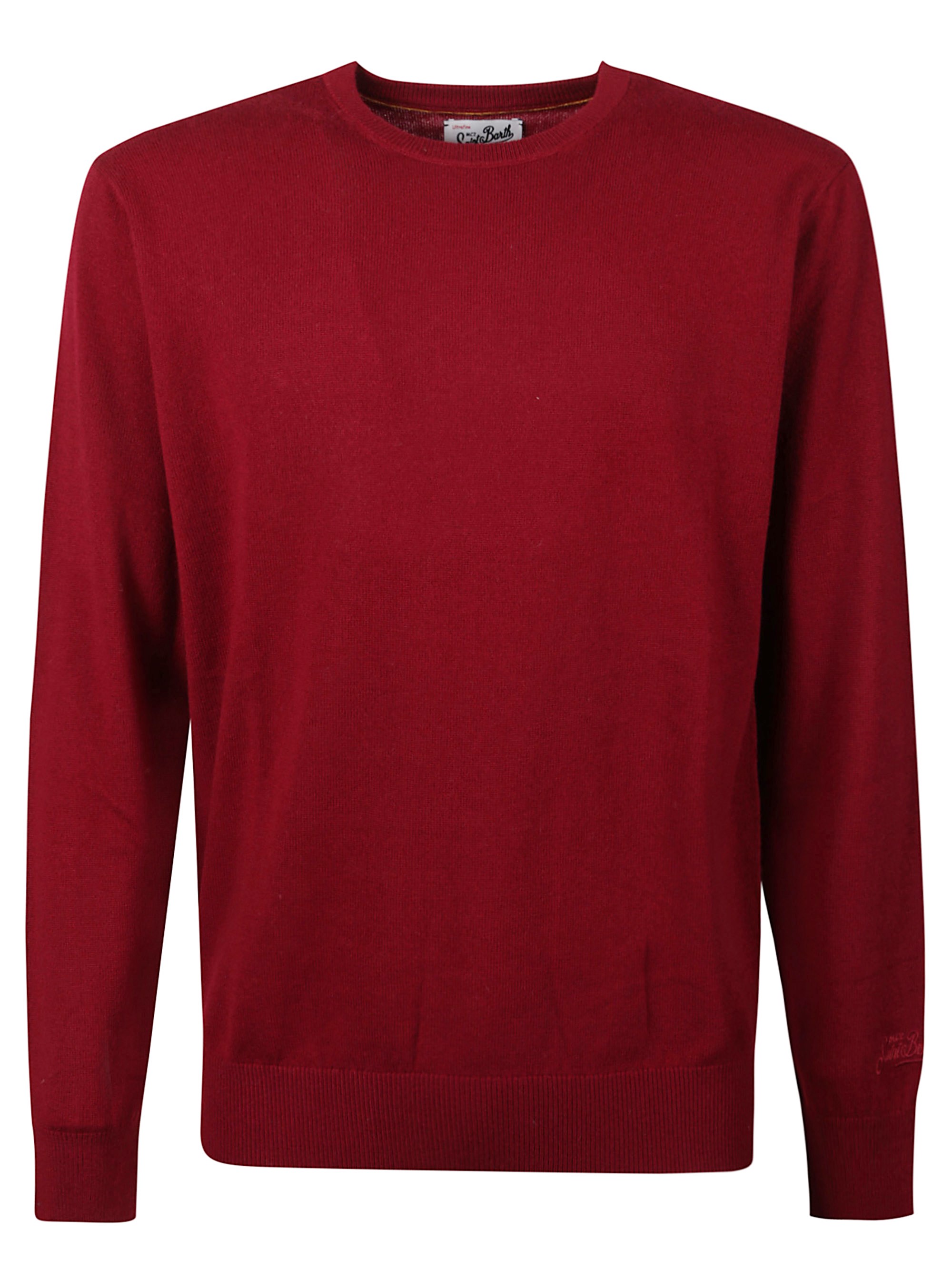 Mc2 Saint Barth Soft Textured Crewneck Knit Sweater In Red