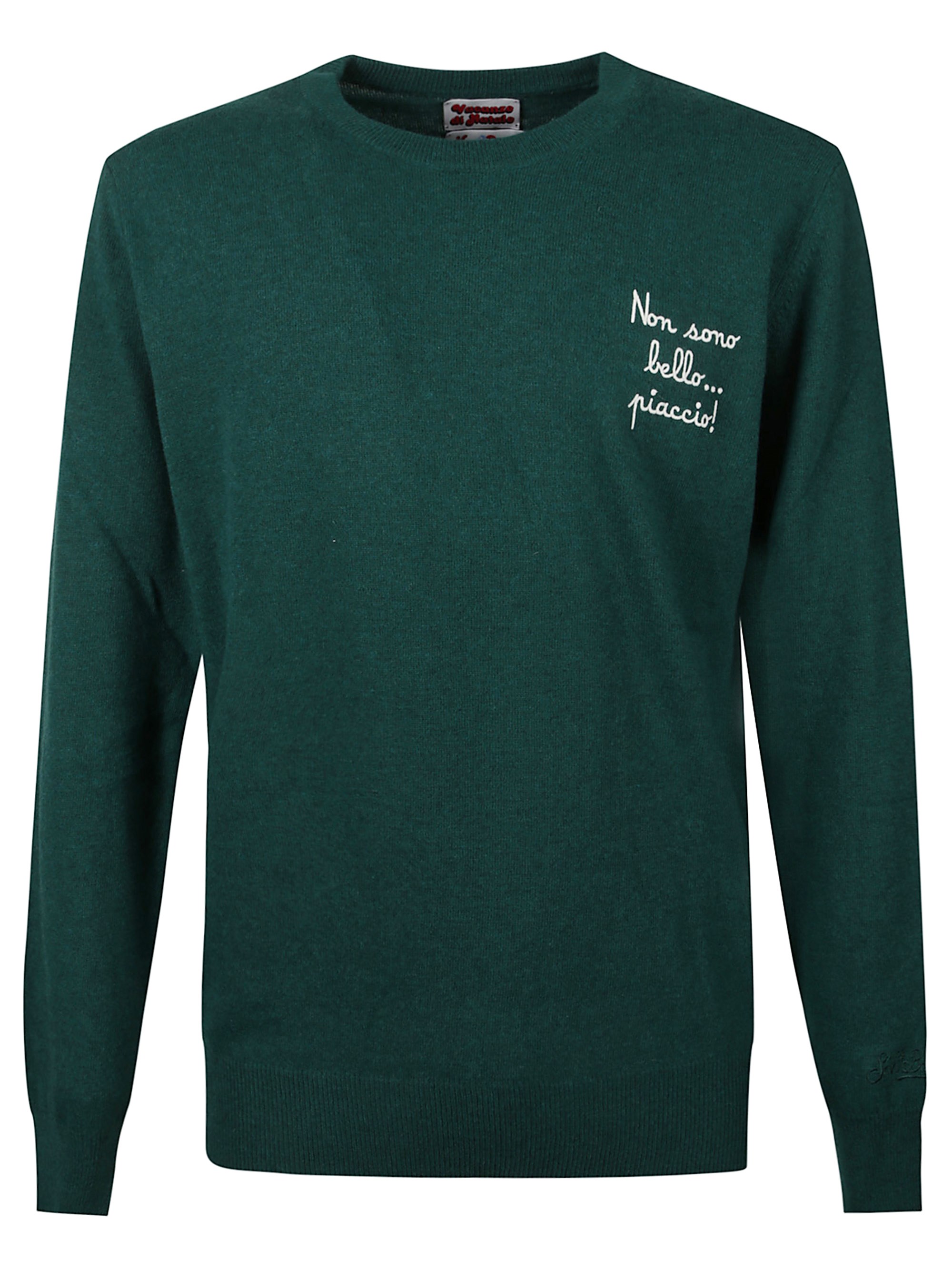 Mc2 Saint Barth Ribbed Embroidery Heron Sweatshirt In Green