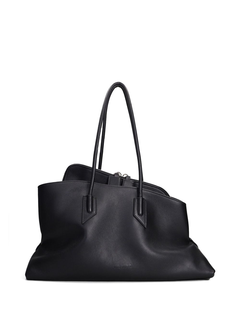 Attico The  La Passeggiata Leather Shoulder Bag In Black