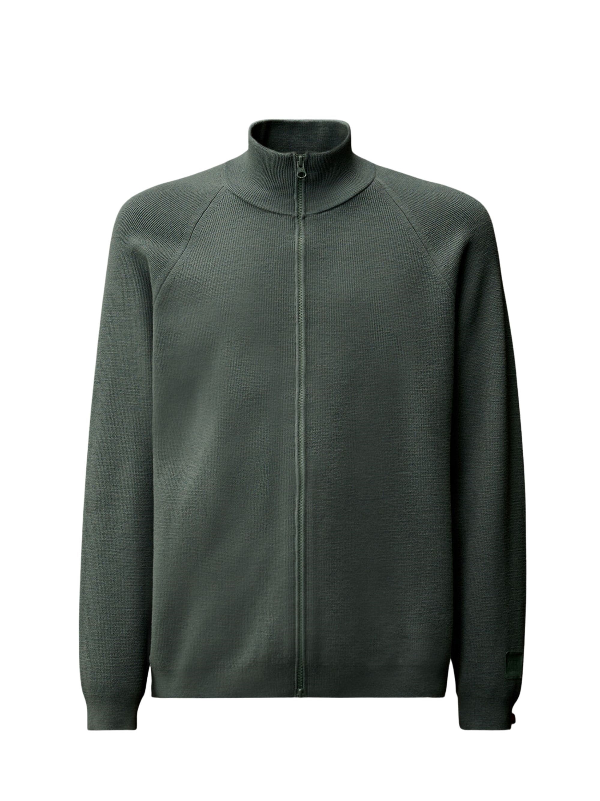 C.p. Company High Neck Zipped Cardigan With Raglan Sleeves In Green