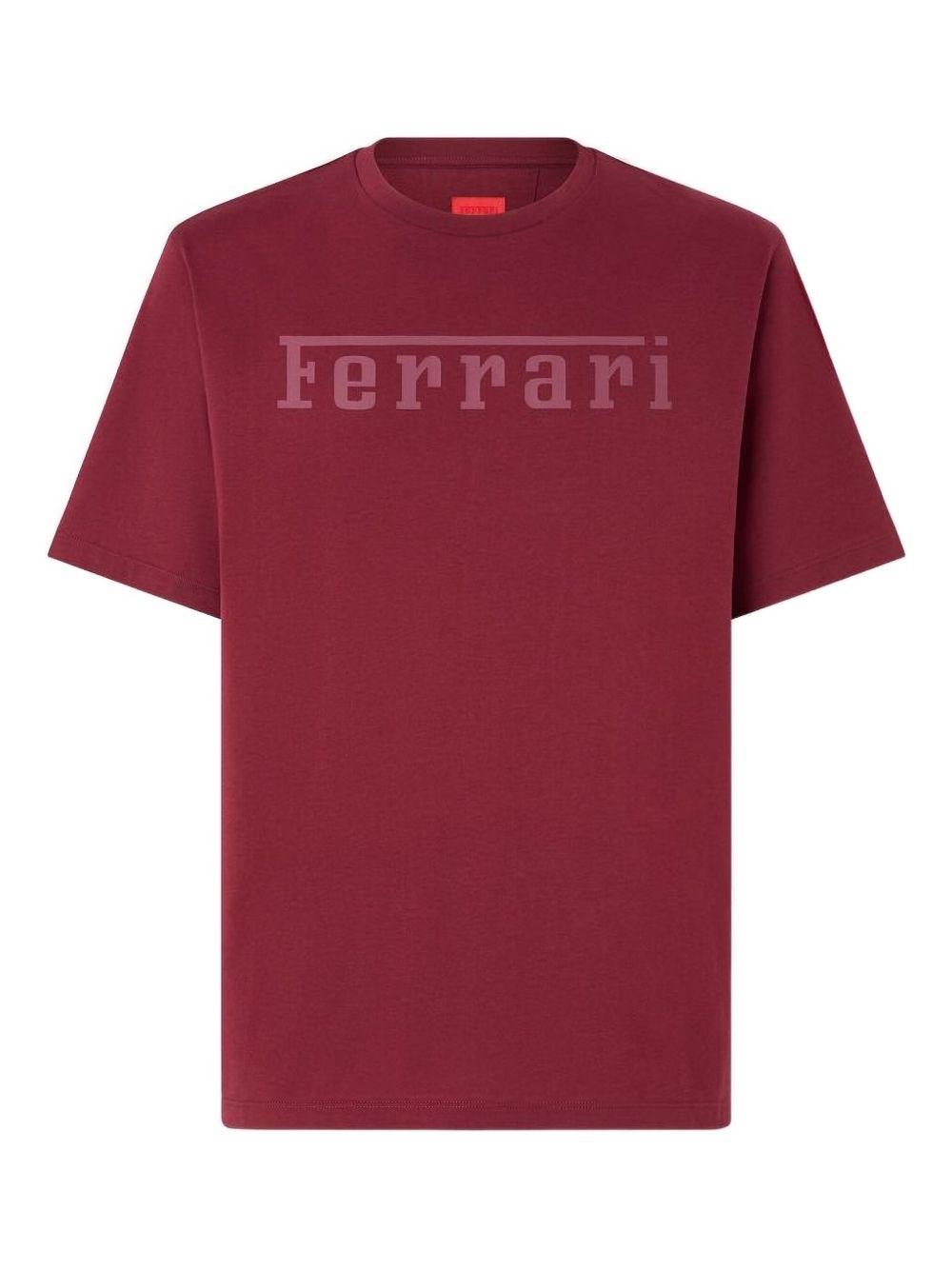Ferrari Crew Neck Short Sleeve Fitted T-shirt In Red