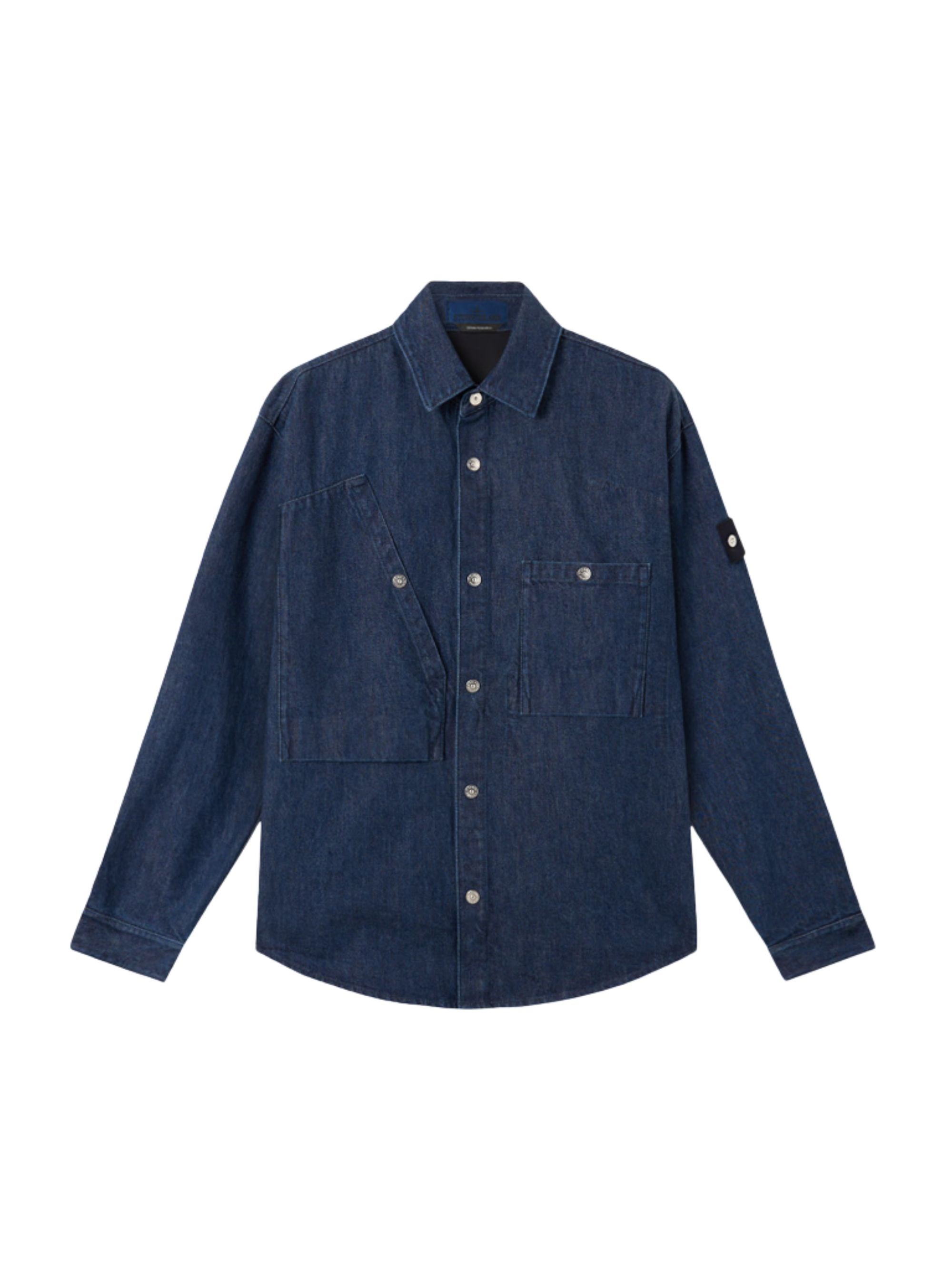 Stone Island Regular-fit Zipper-up Overshirt With Corrosion Treatment In Blue