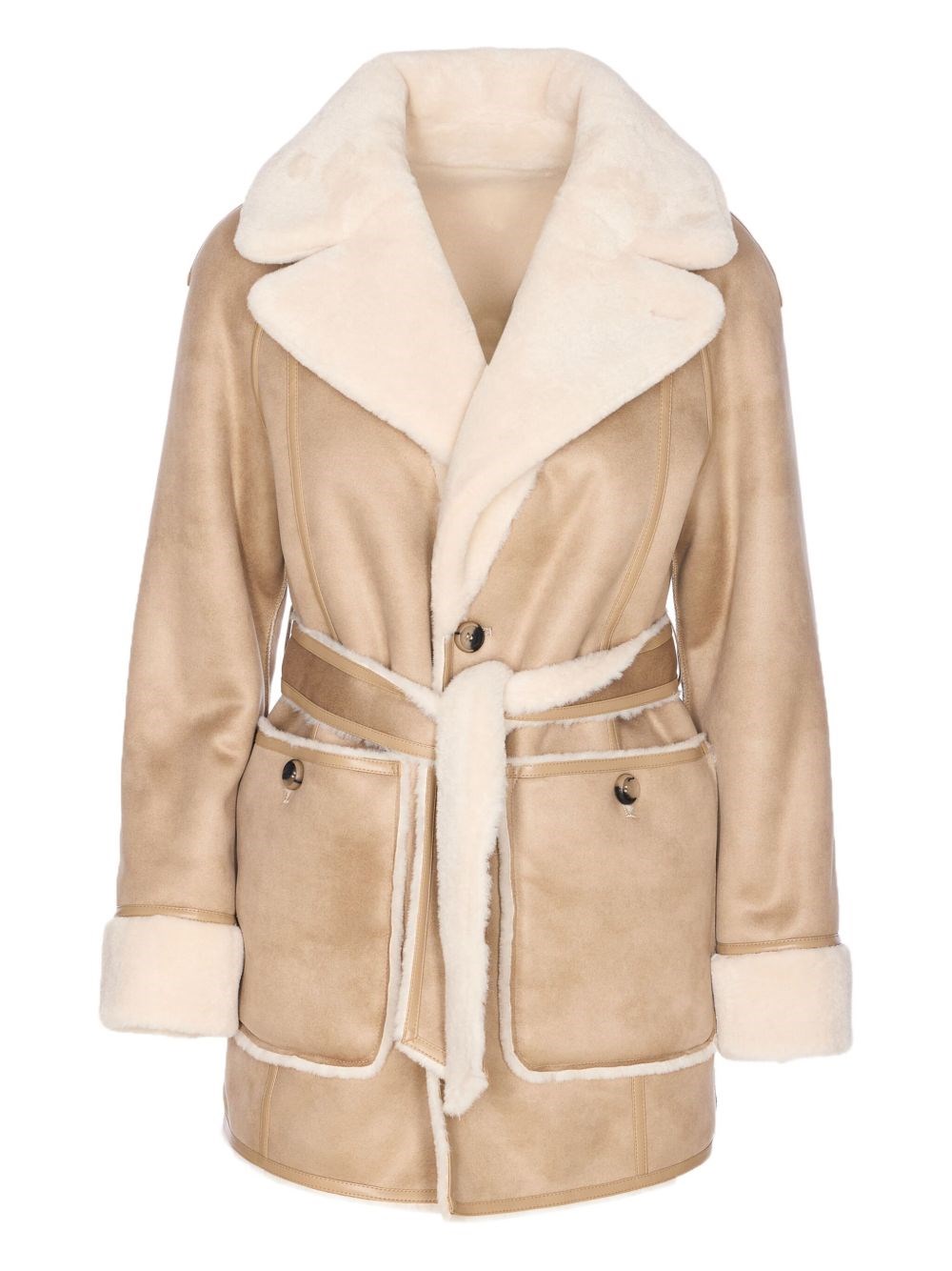 Urbancode Belted Reversible Coat In Neutral