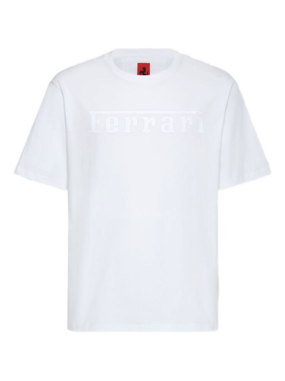 Ferrari Logo Print Lightweight Cotton T-shirt In White