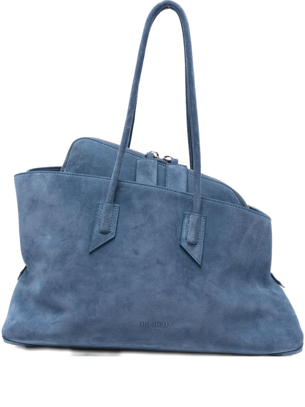 Attico The  La Passeggiata Leather Shoulder Bag In Blue
