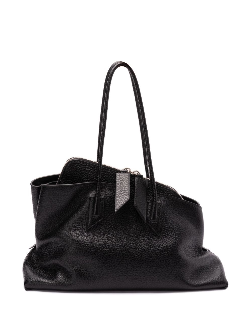 Attico The  La Passeggiata Leather Shoulder Bag In Black
