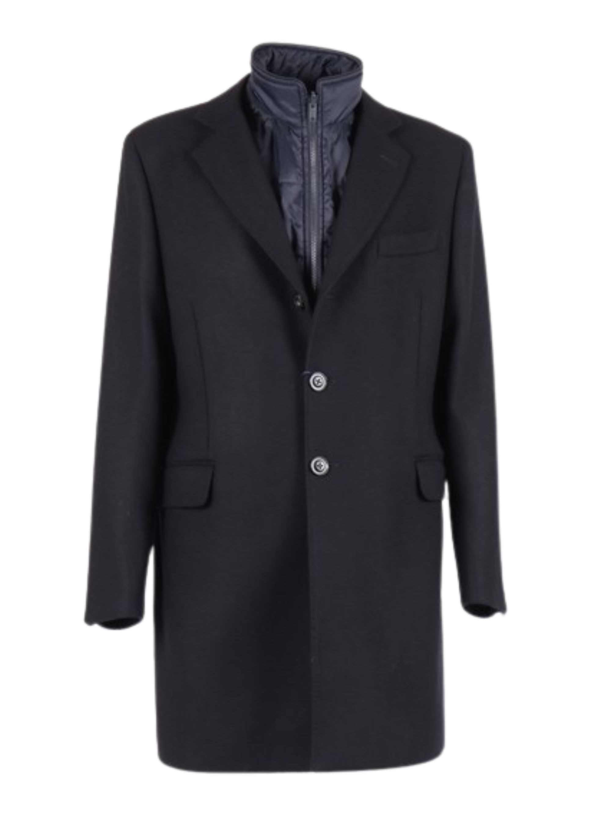 Fay Wool Coat With Notch Lapel And Back Vent In Black