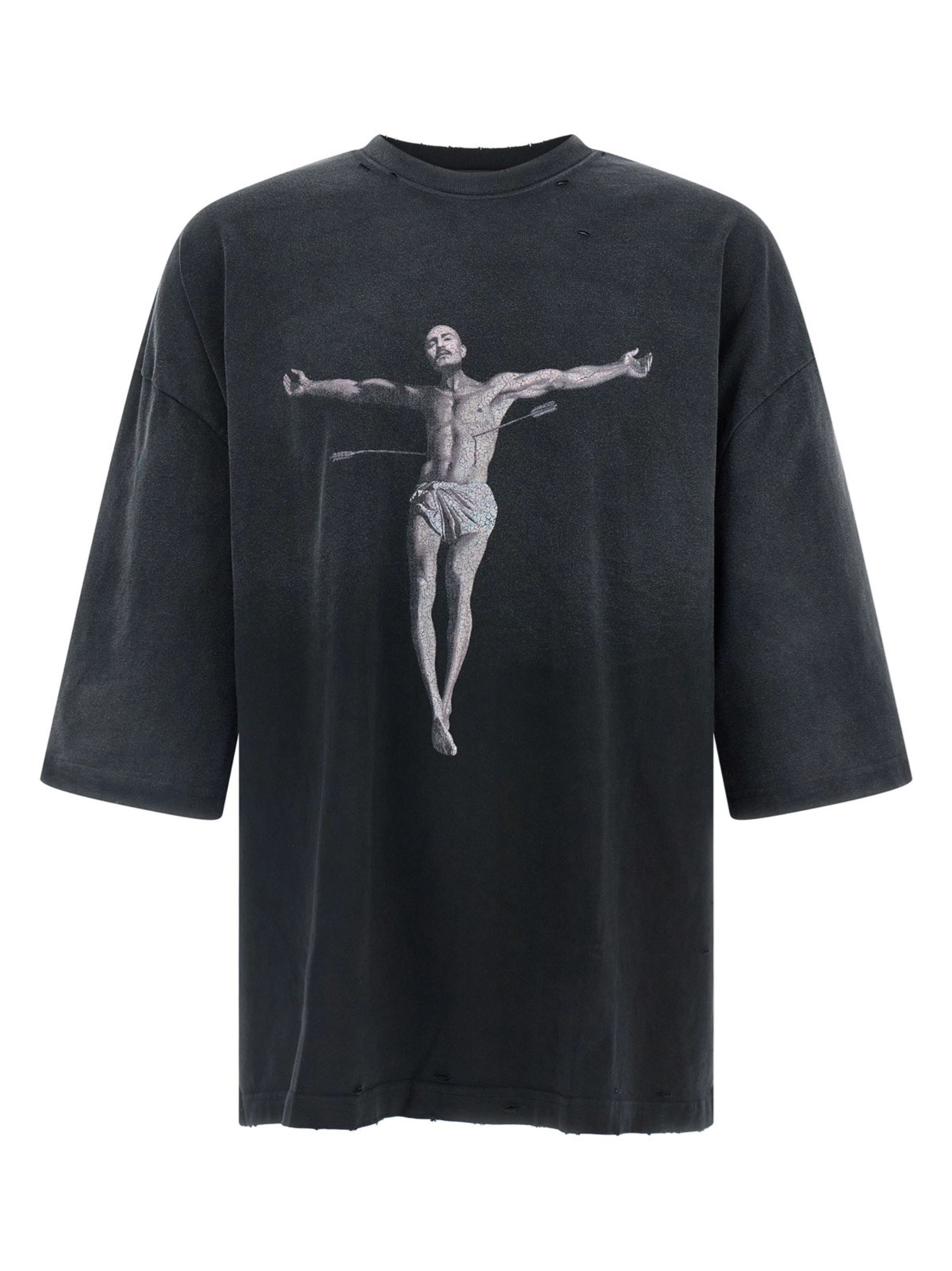 Willy Chavarria Slate Cotton Tarantula Buffalo Oversize T-shirt In Black