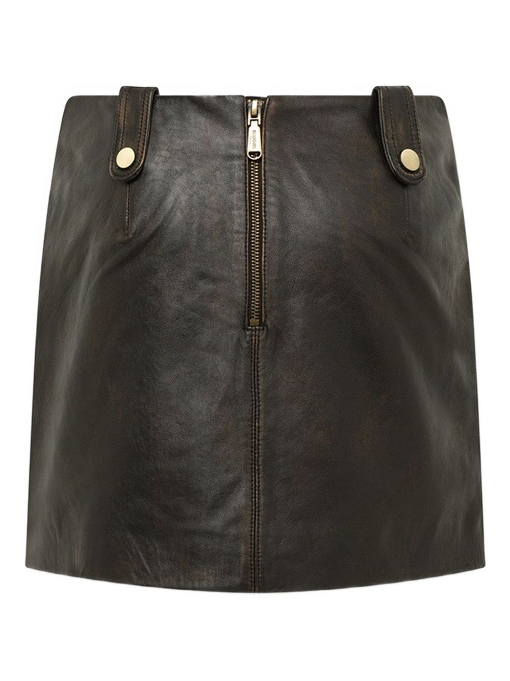 Blugirl Treated Leather Mini Skirt In Brown