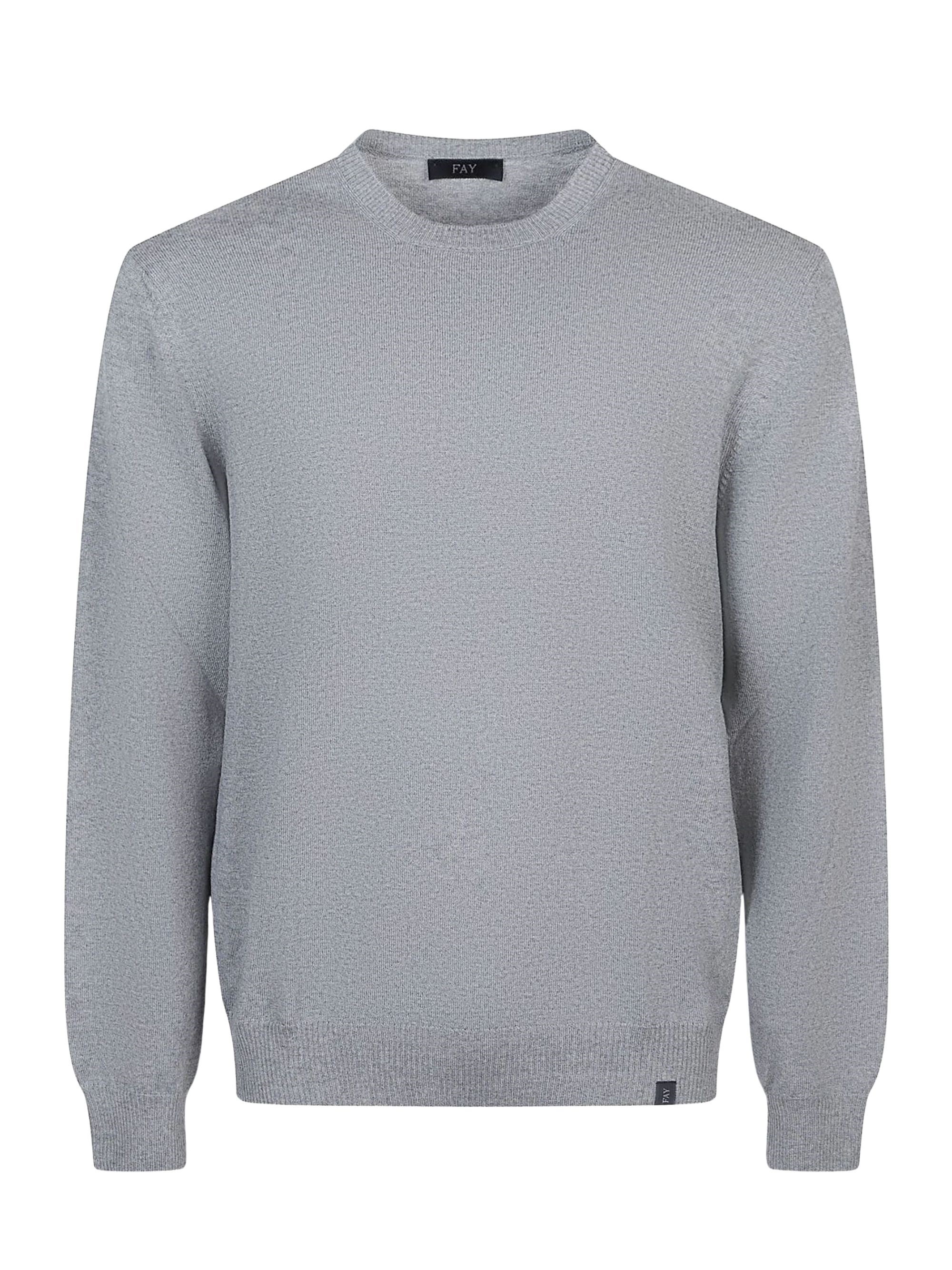 Fay Fine Wool Crew Neck Long Sleeve Sweater In Gray