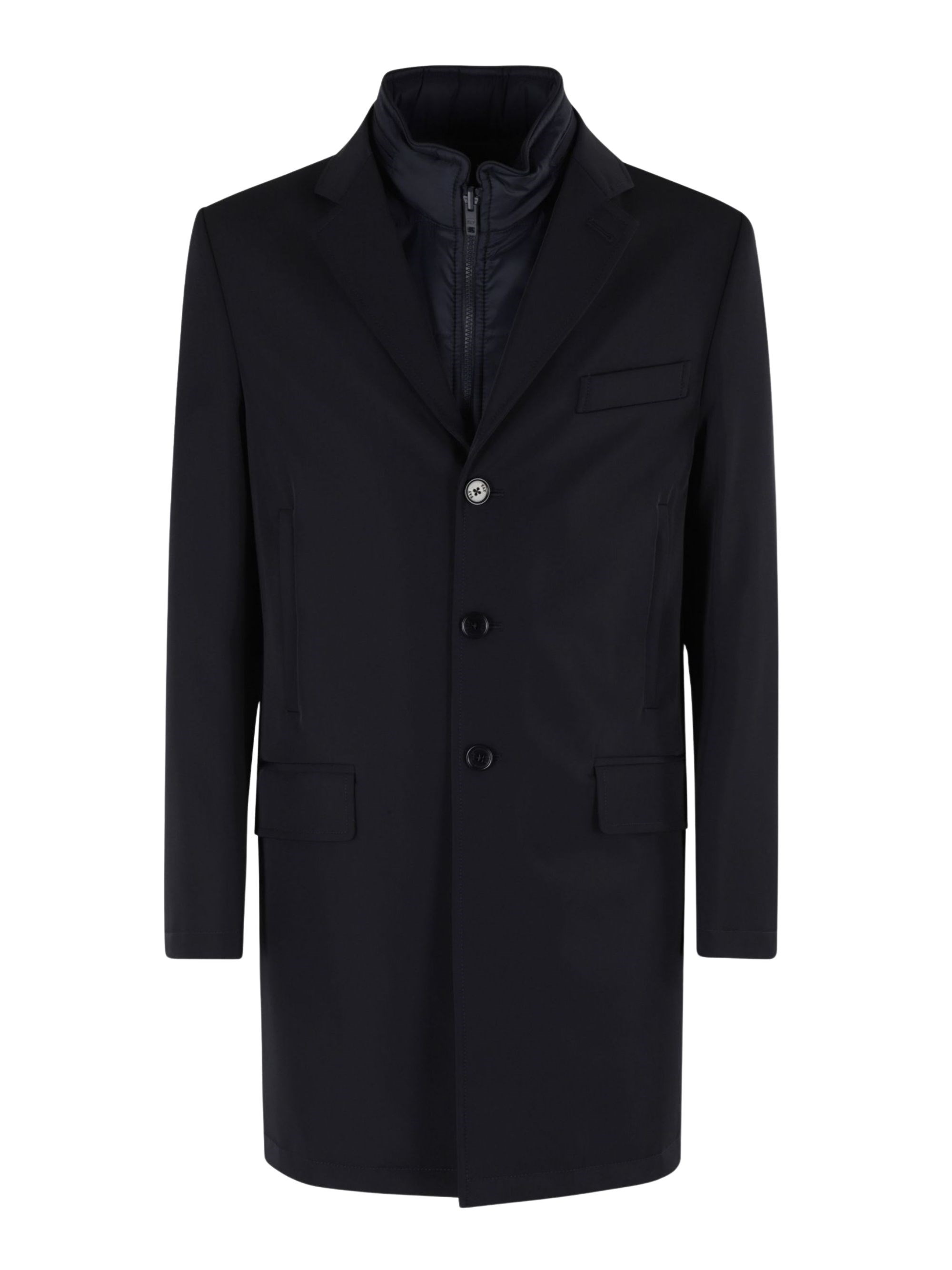 Fay Easy Double Breasted Coat In Black
