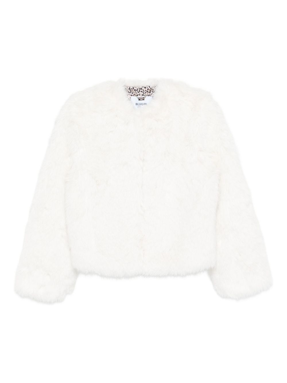 Blugirl Cropped Plush Coat With Round Neckline In Multi