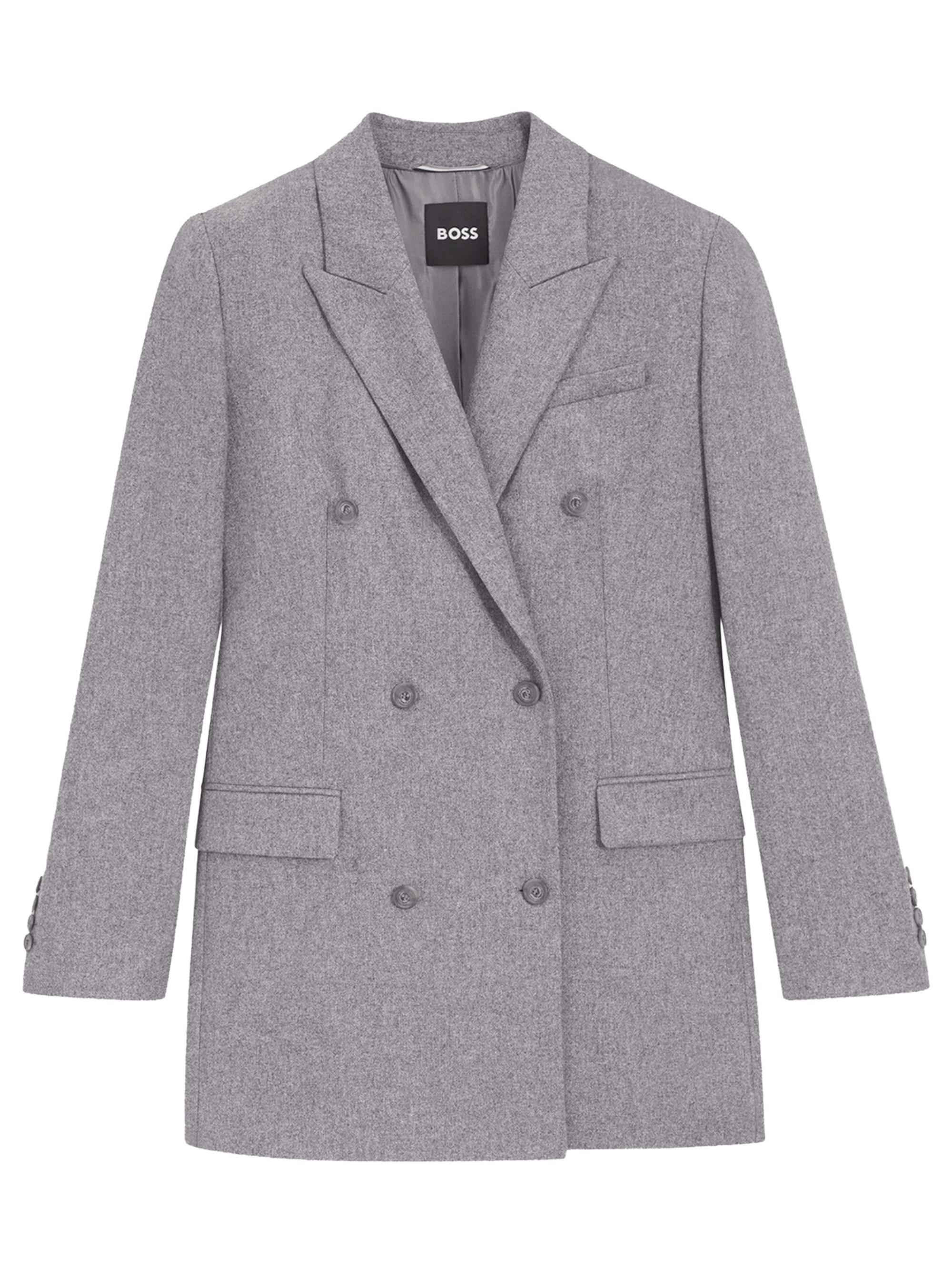 Hugo Boss Boss Double-breasted Blazer In Gray