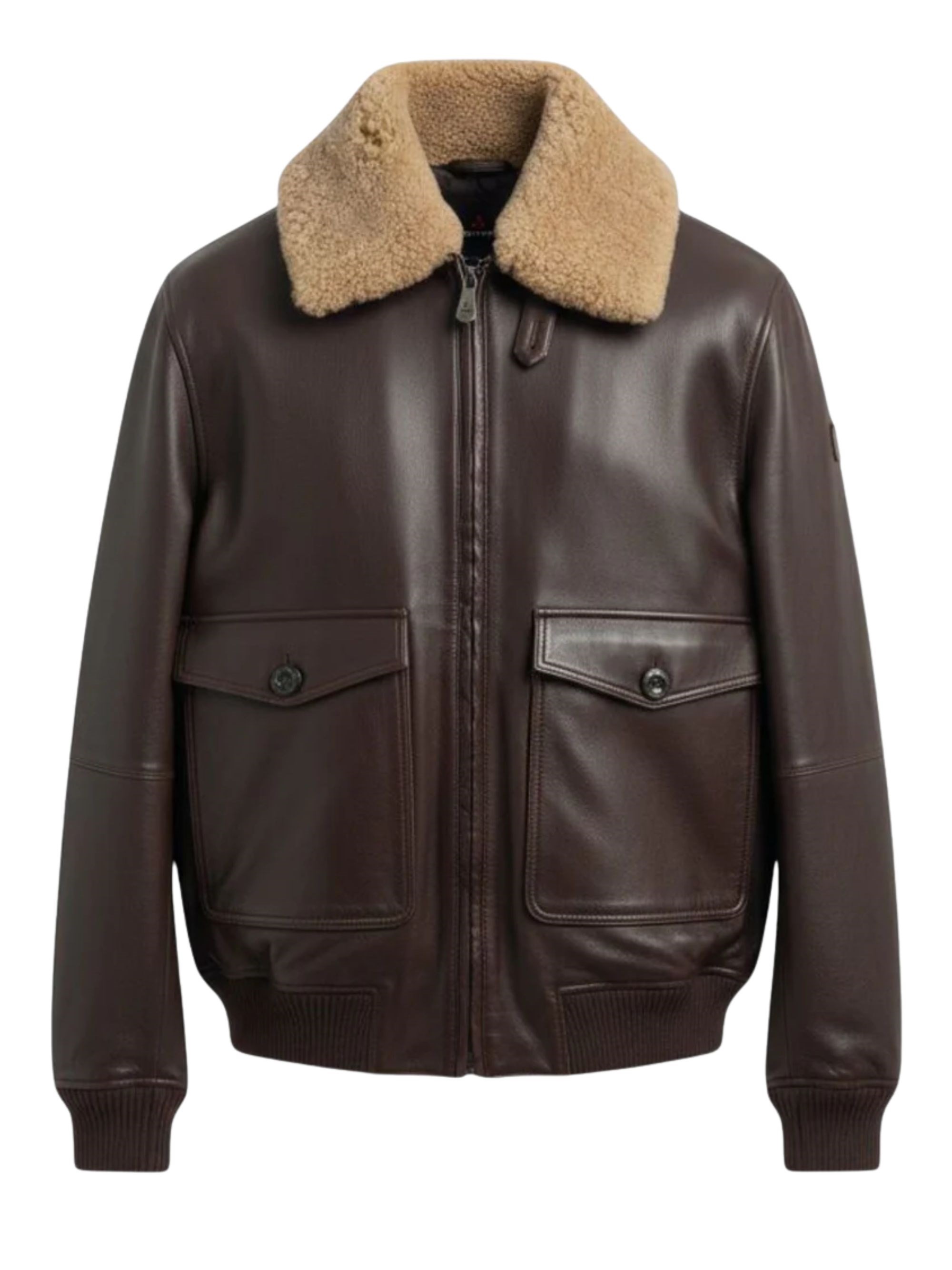 Peuterey Zip-fastening Leather Jacket In Brown