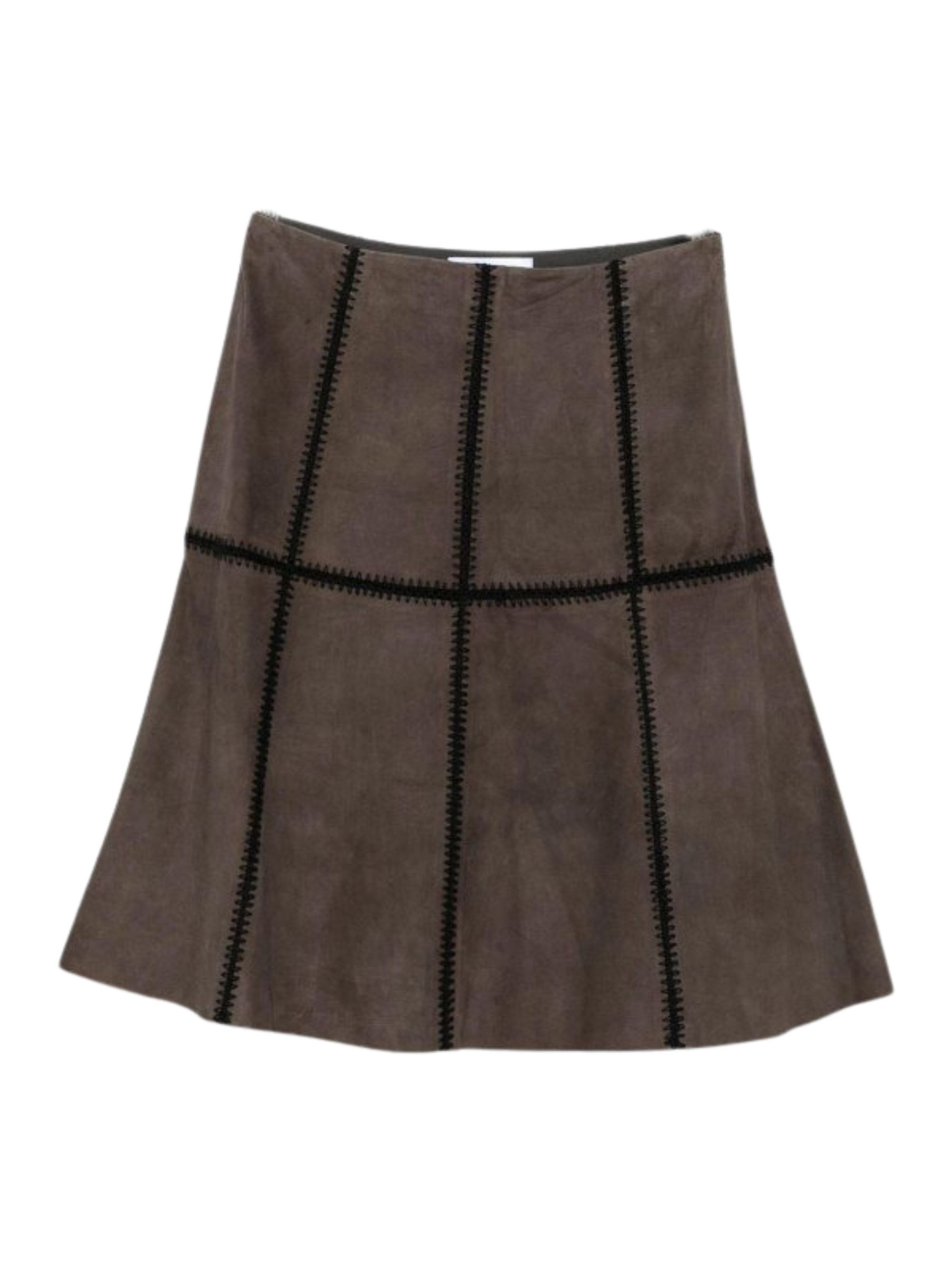 Blugirl A-line Crochet And Suede Panel Skirt In Brown