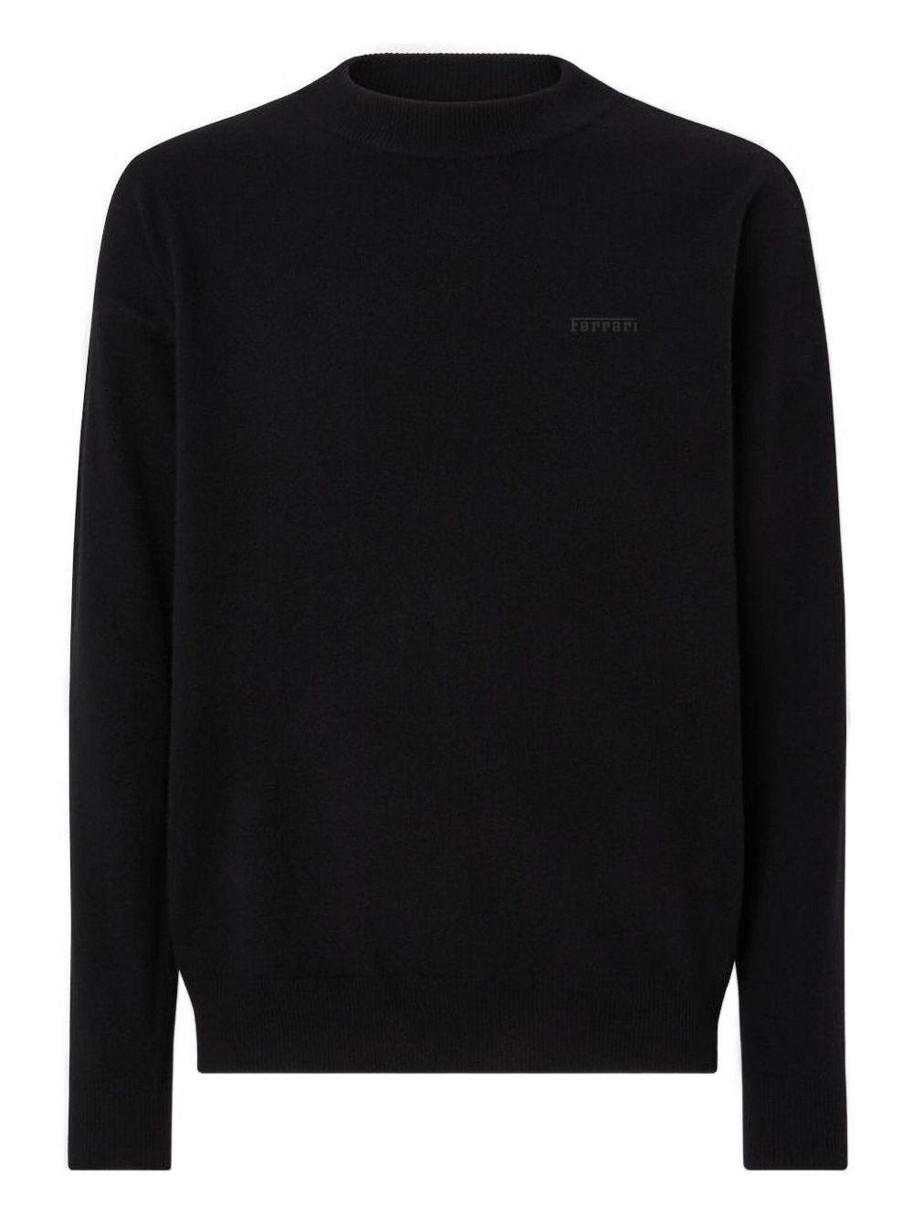 Ferrari Crew Neck Sweater In Cashmere And Wool In Black