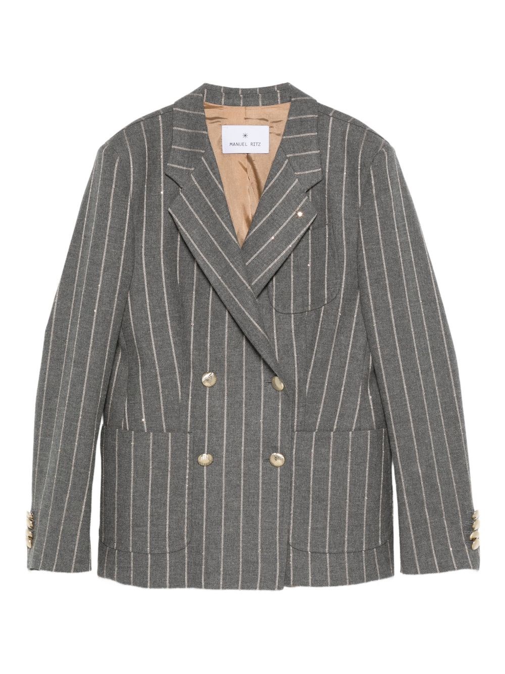 Manuel Ritz Double Breasted Bottoned Blazer In Gray
