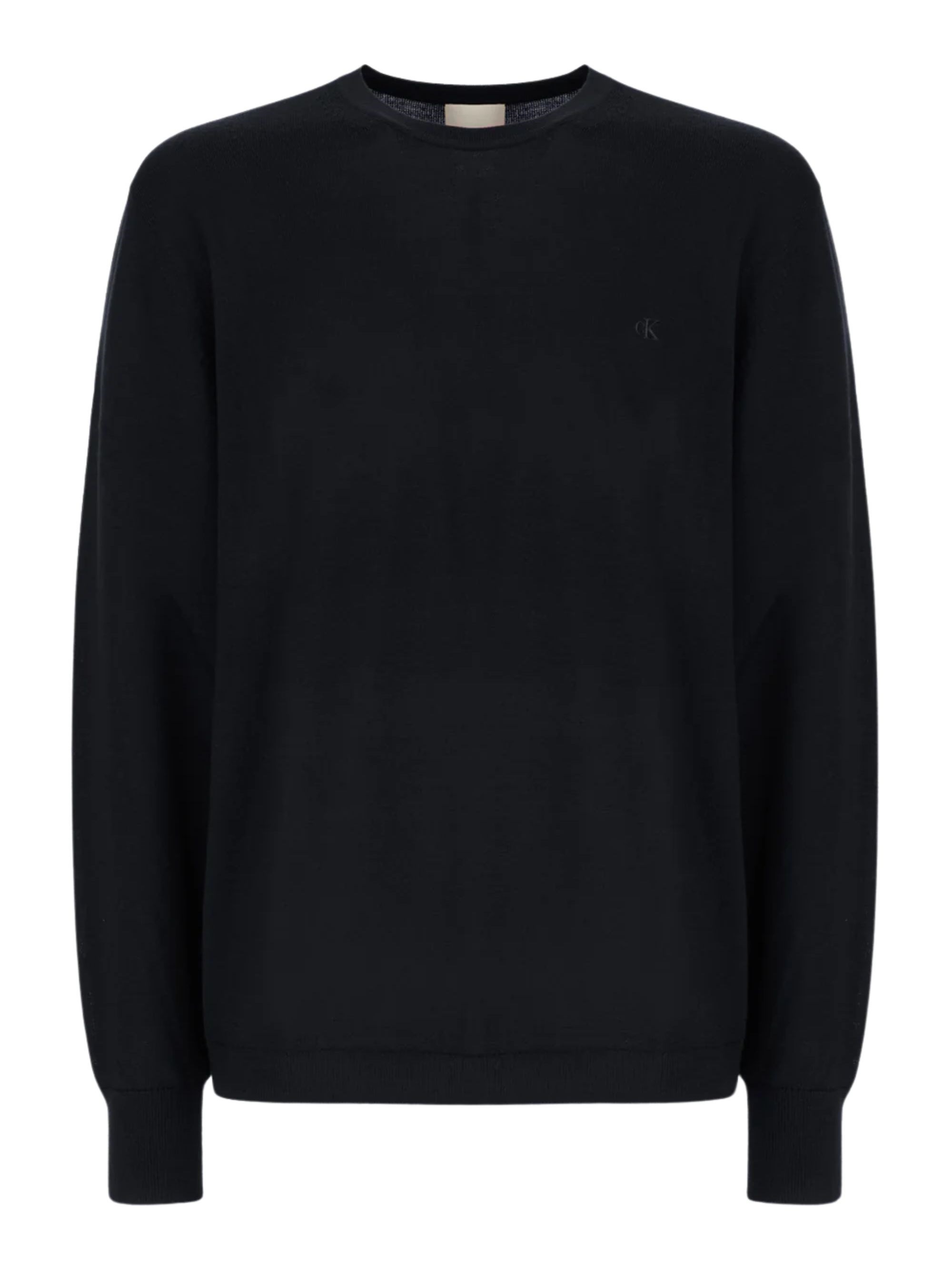 Calvin Klein Wool Crewneck Sweater In Black