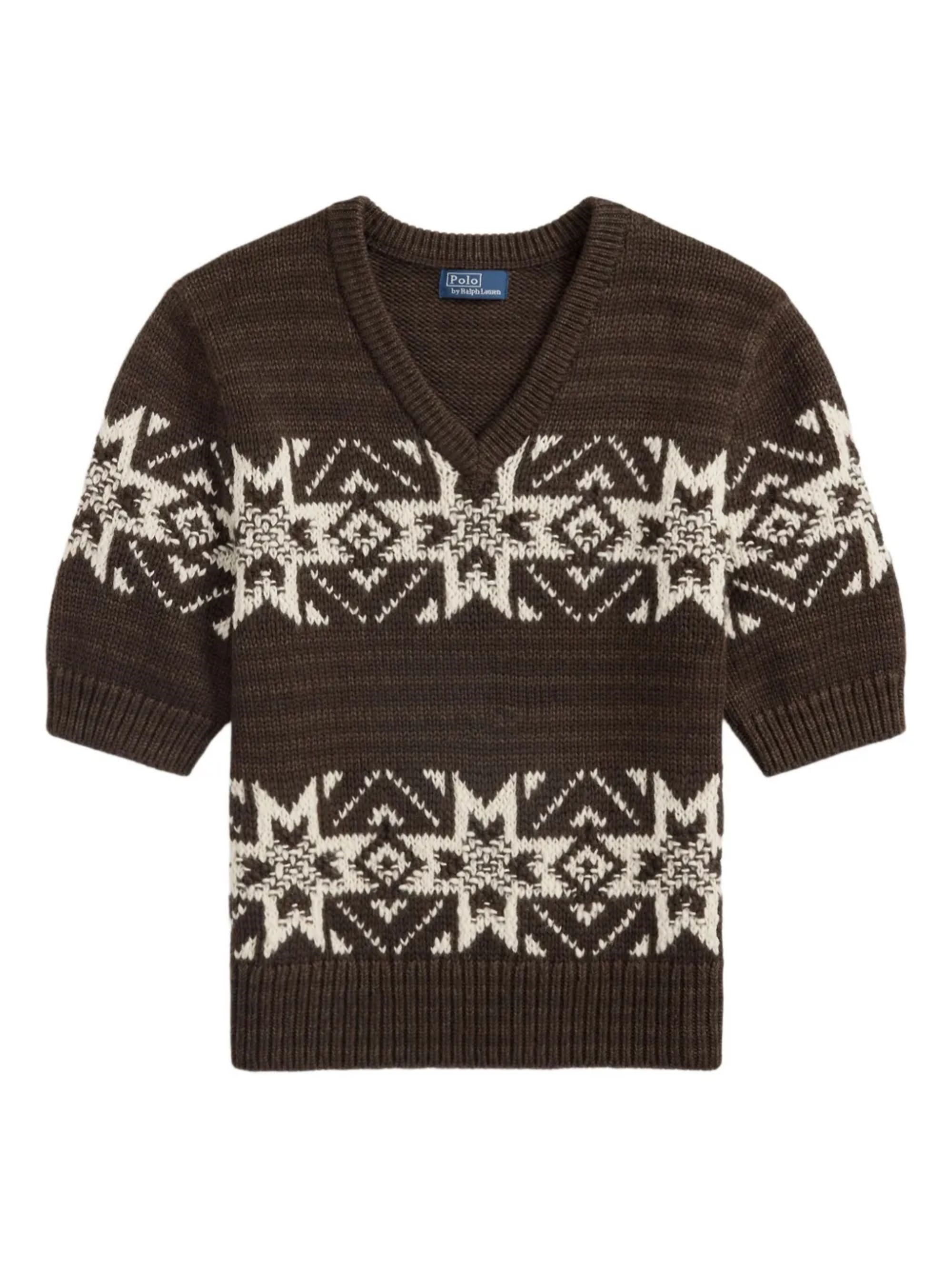 Polo Ralph Lauren Intarisa Cotton And Wool Sweater In Animal Print