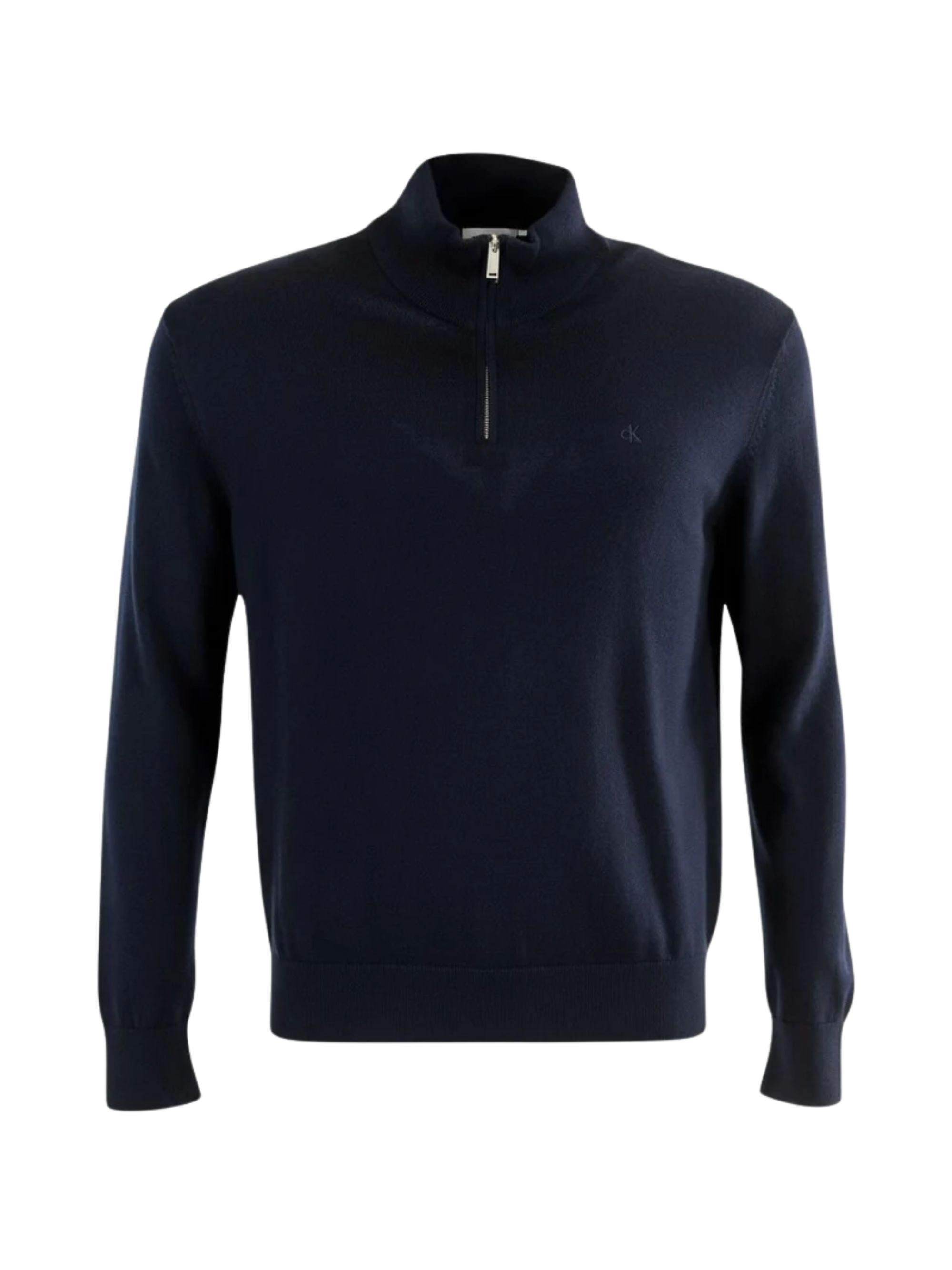 Calvin Klein Wool Crewneck Sweater Featuring Ribbed Cuffs And Hem In Blue