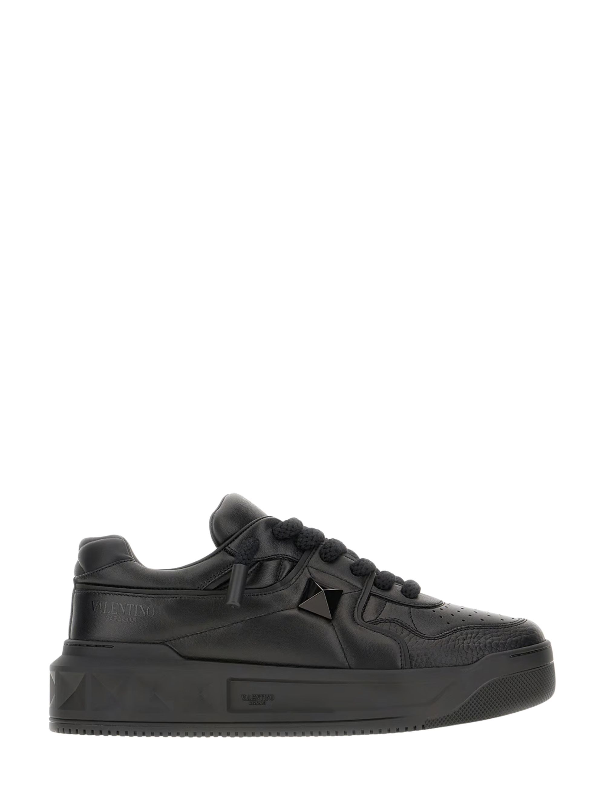 Valentino Garavani One Stud Xl Leather Low-top Sneakers In Black