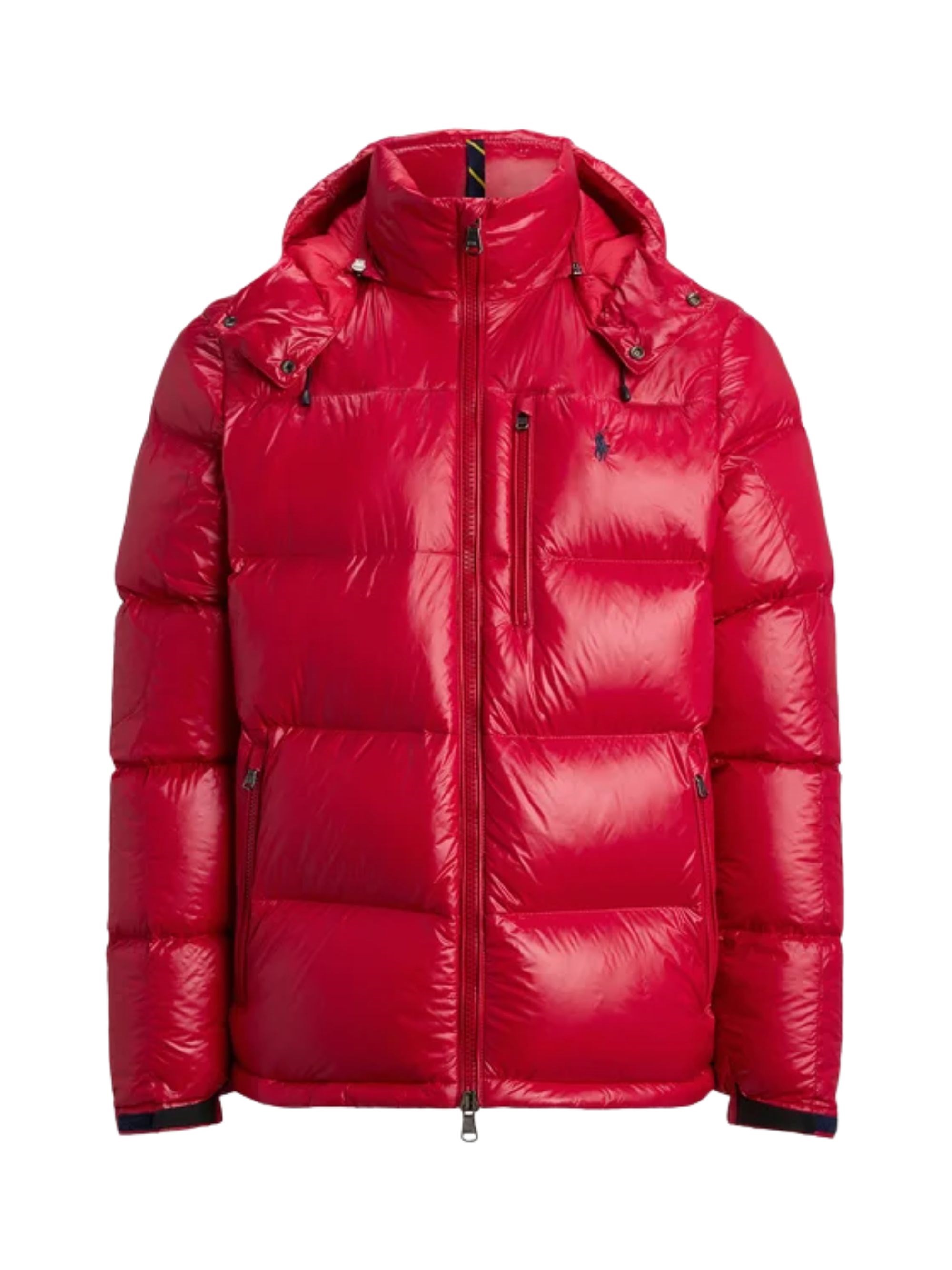 Polo Ralph Lauren The Gorham Glossed Down Jacket With Detachable Hood In Red